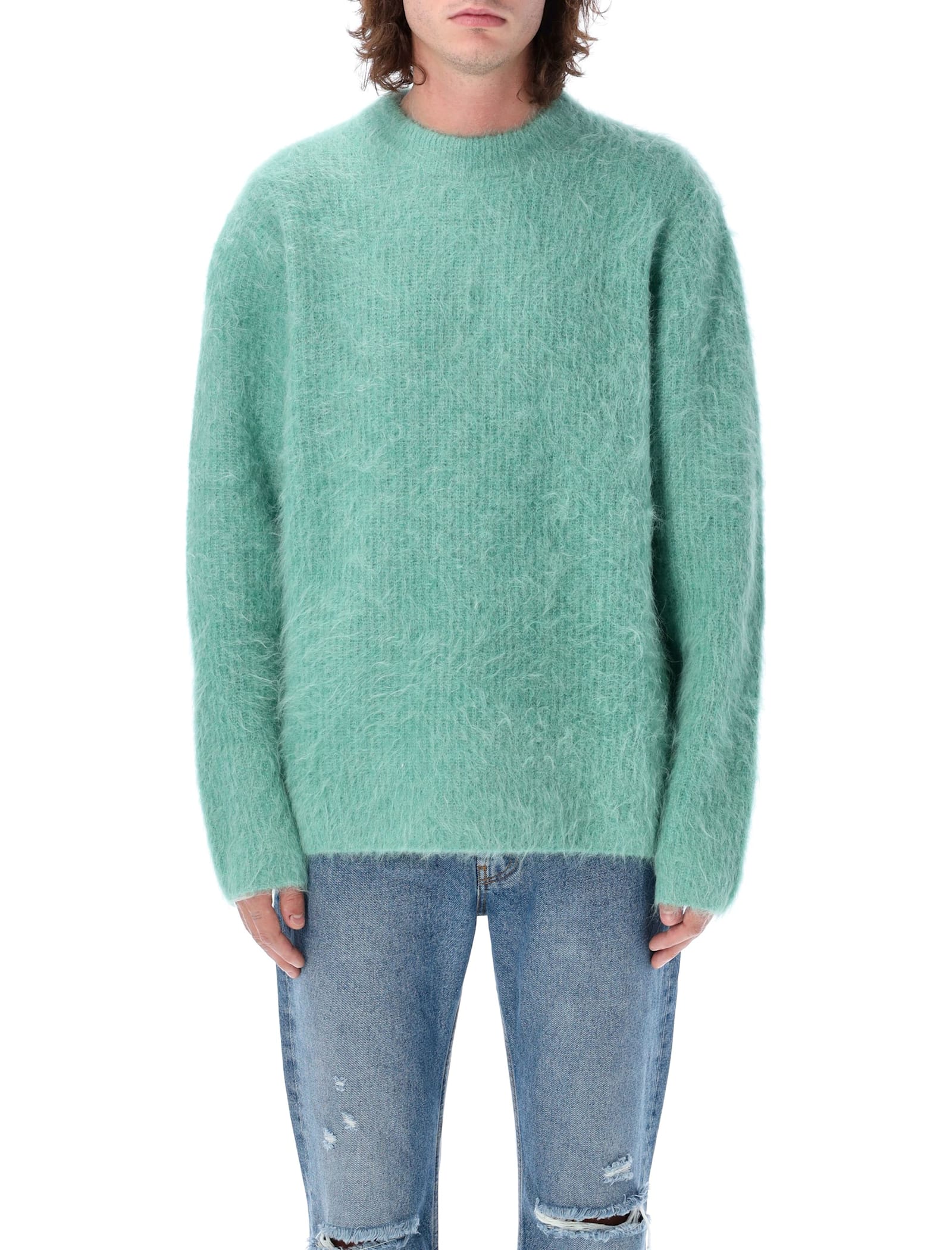 Shop Séfr Haru Sweater In Turquoise Alpaca