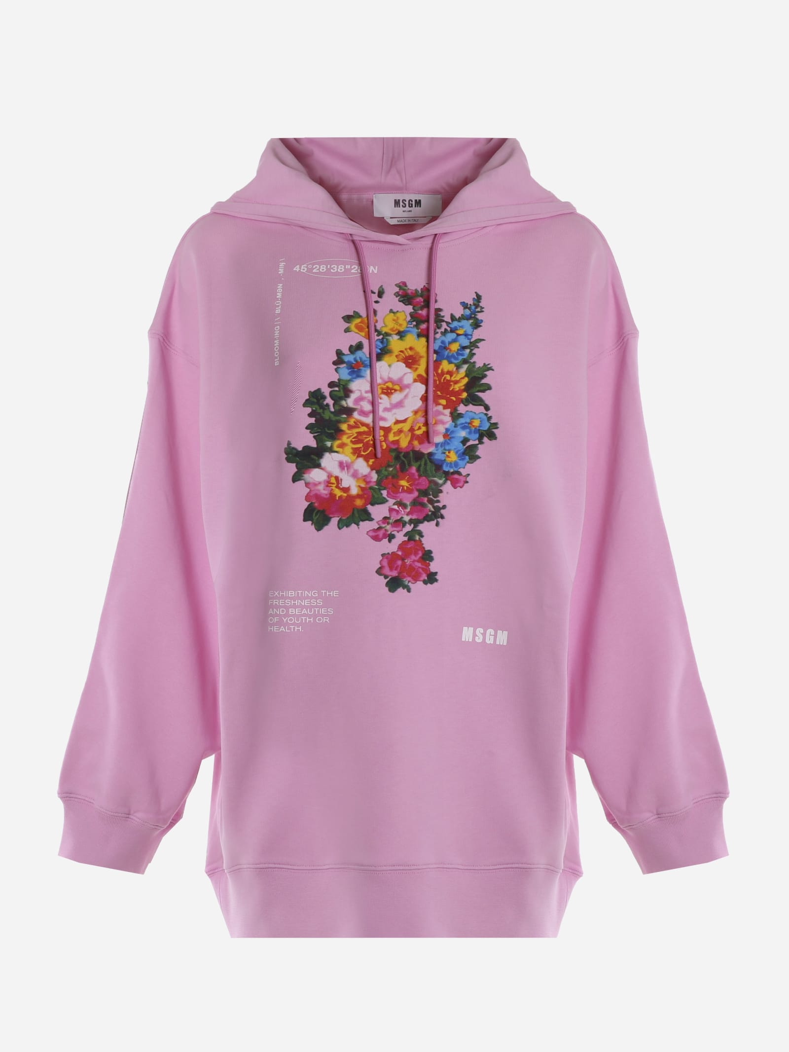 MSGM Cotton Sweatshirt With Floral Print