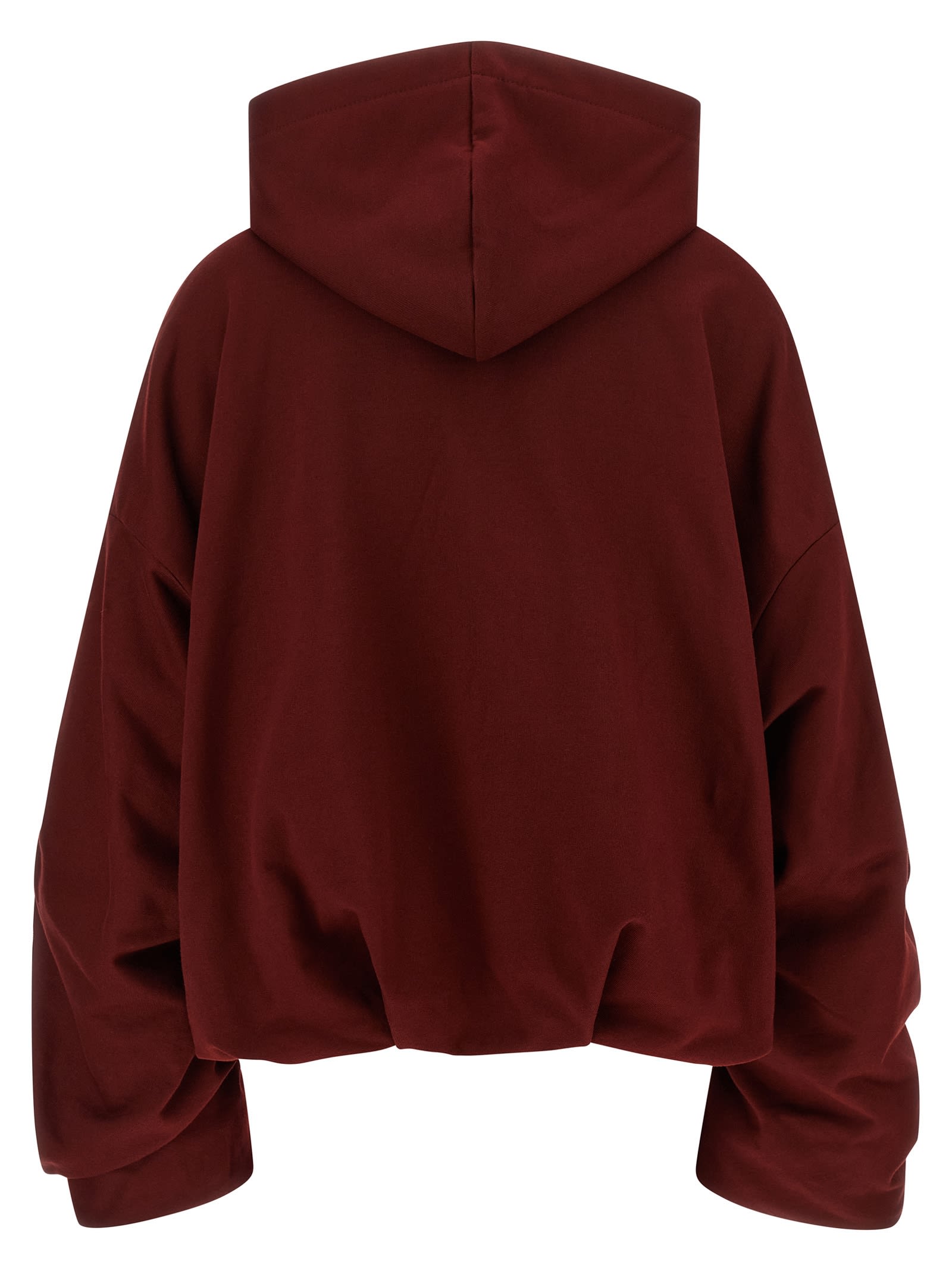 Dries Van Noten Long-sleeved Hooded Sweatshirt In Burgundy