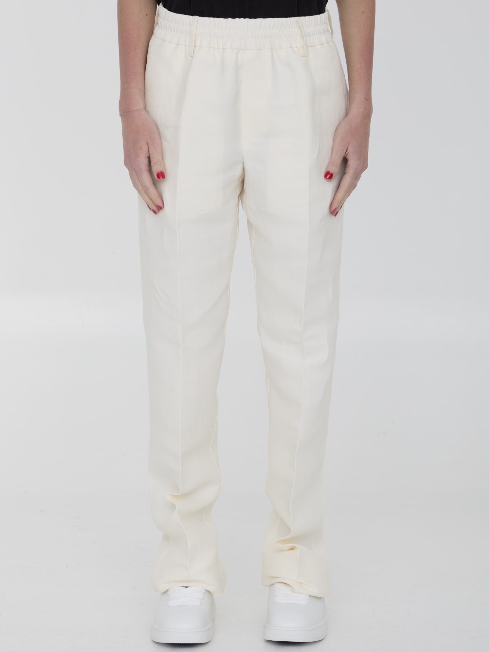 Shop Burberry Canvas Pants In White