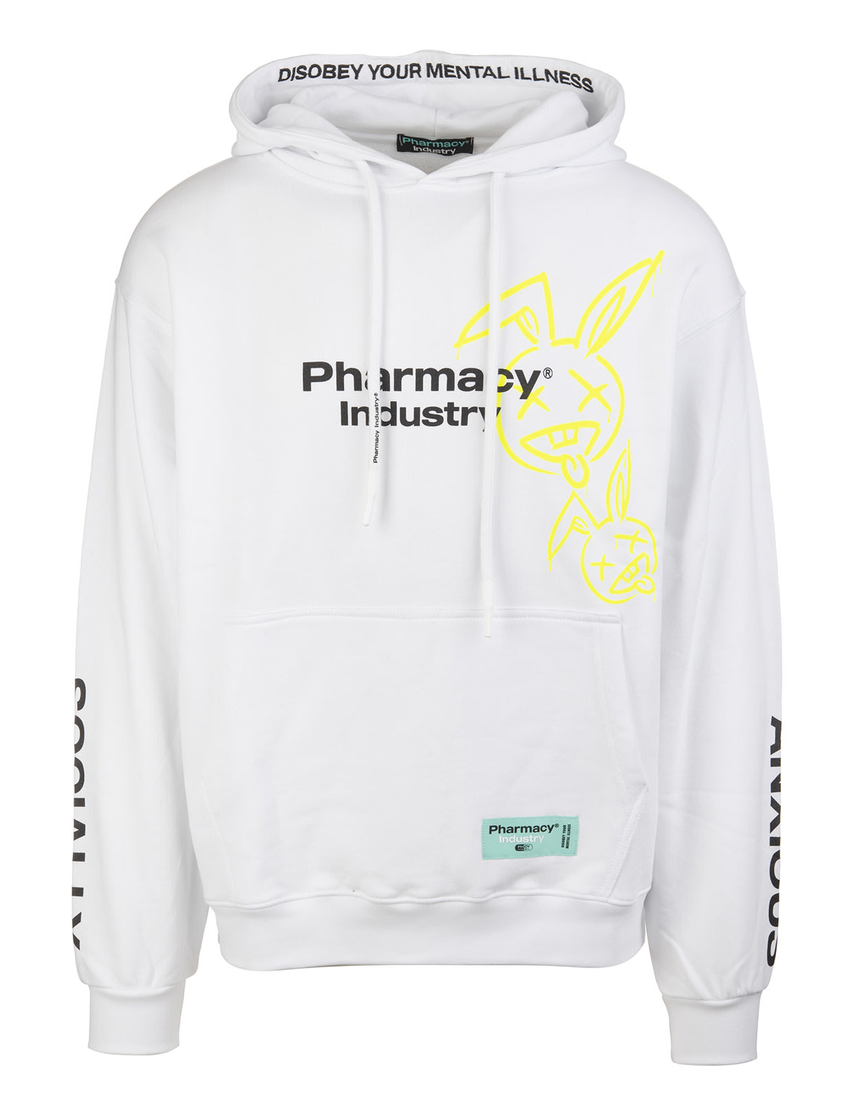 Pharmacy Industry Man White Logo Hoodie With Yellow Rabbits