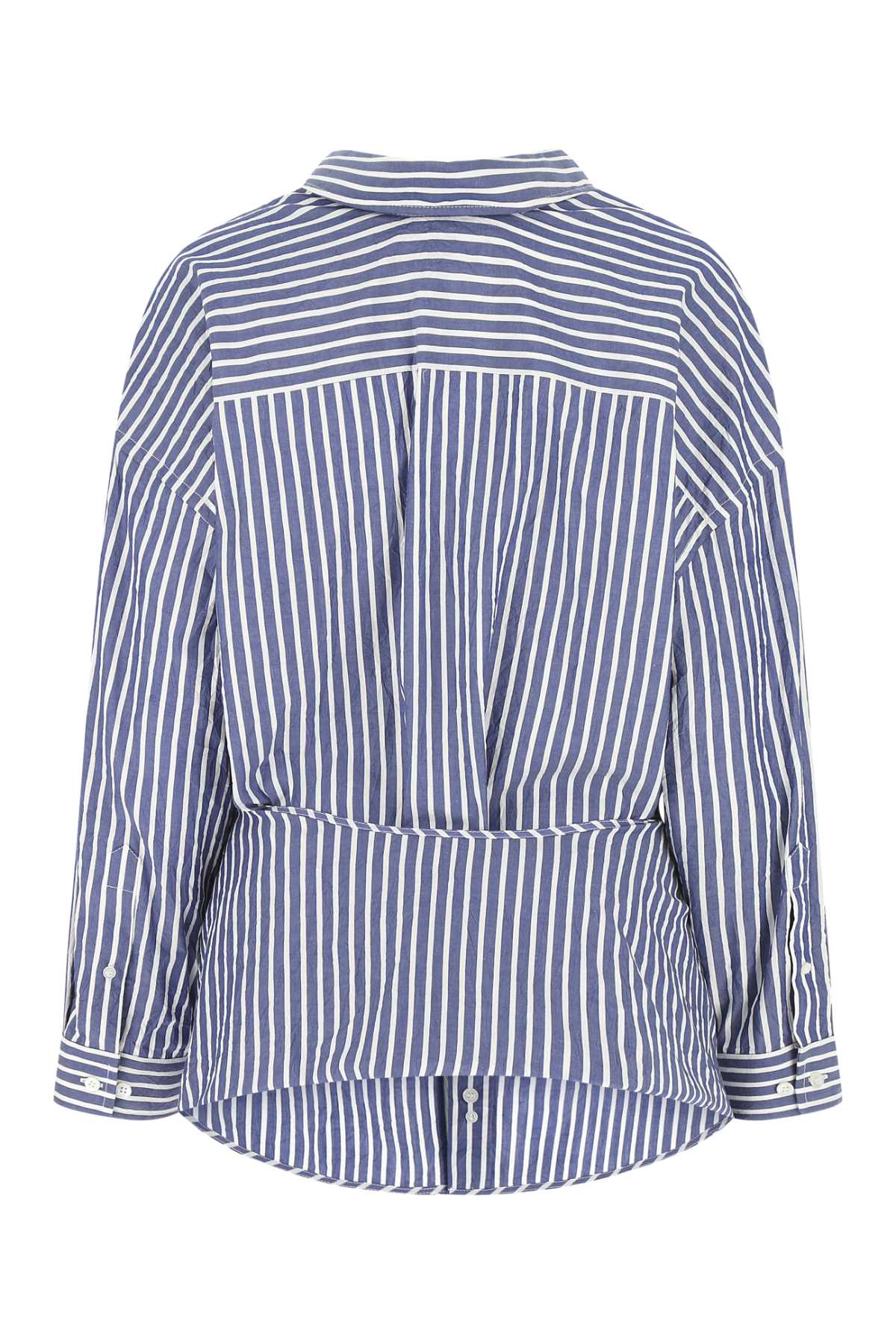 Shop Balenciaga Embroidered Poplin Oversize Knotted Shirt In 4640