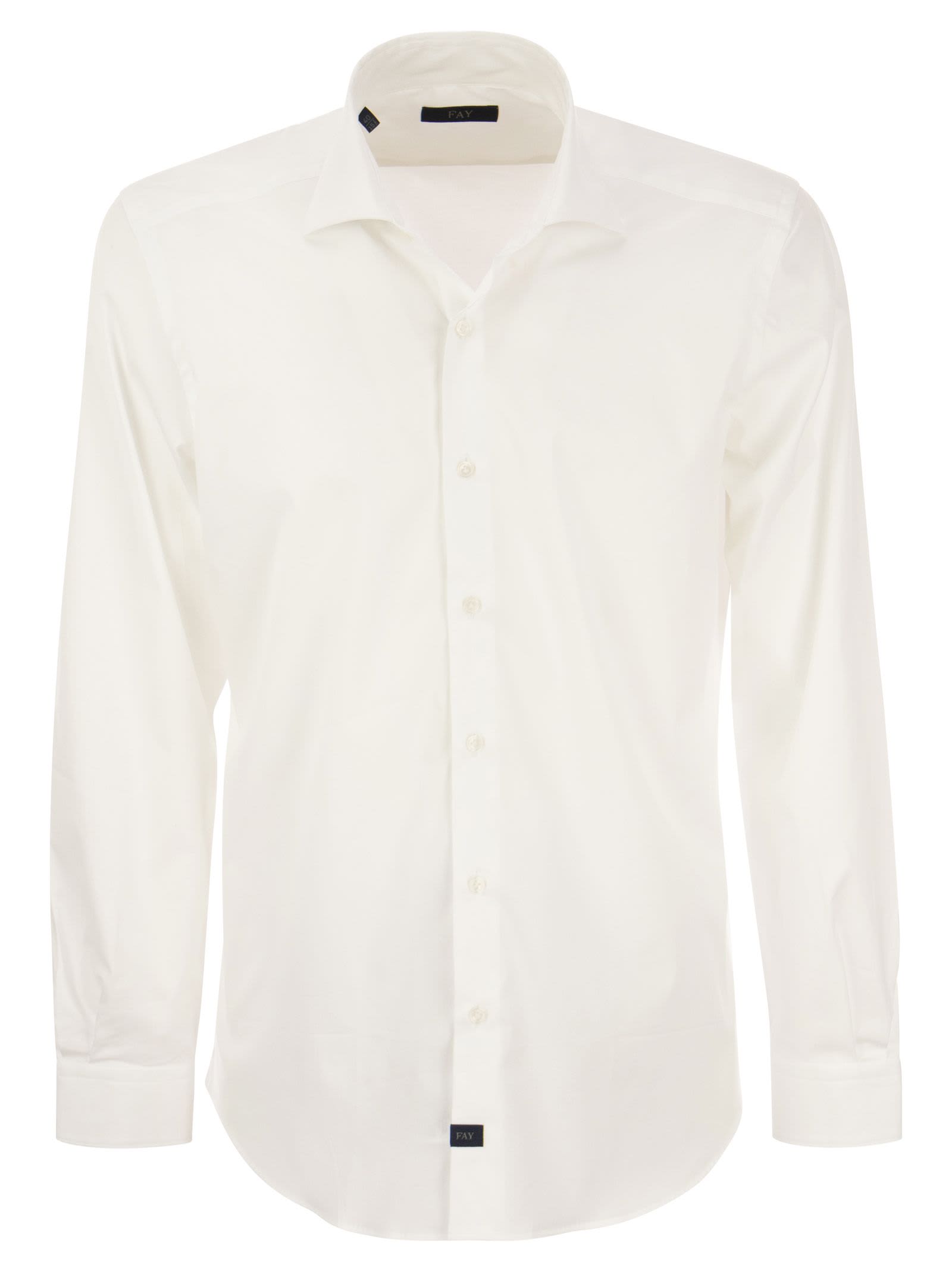 Shop Fay Stretch French Collar Shirt In White
