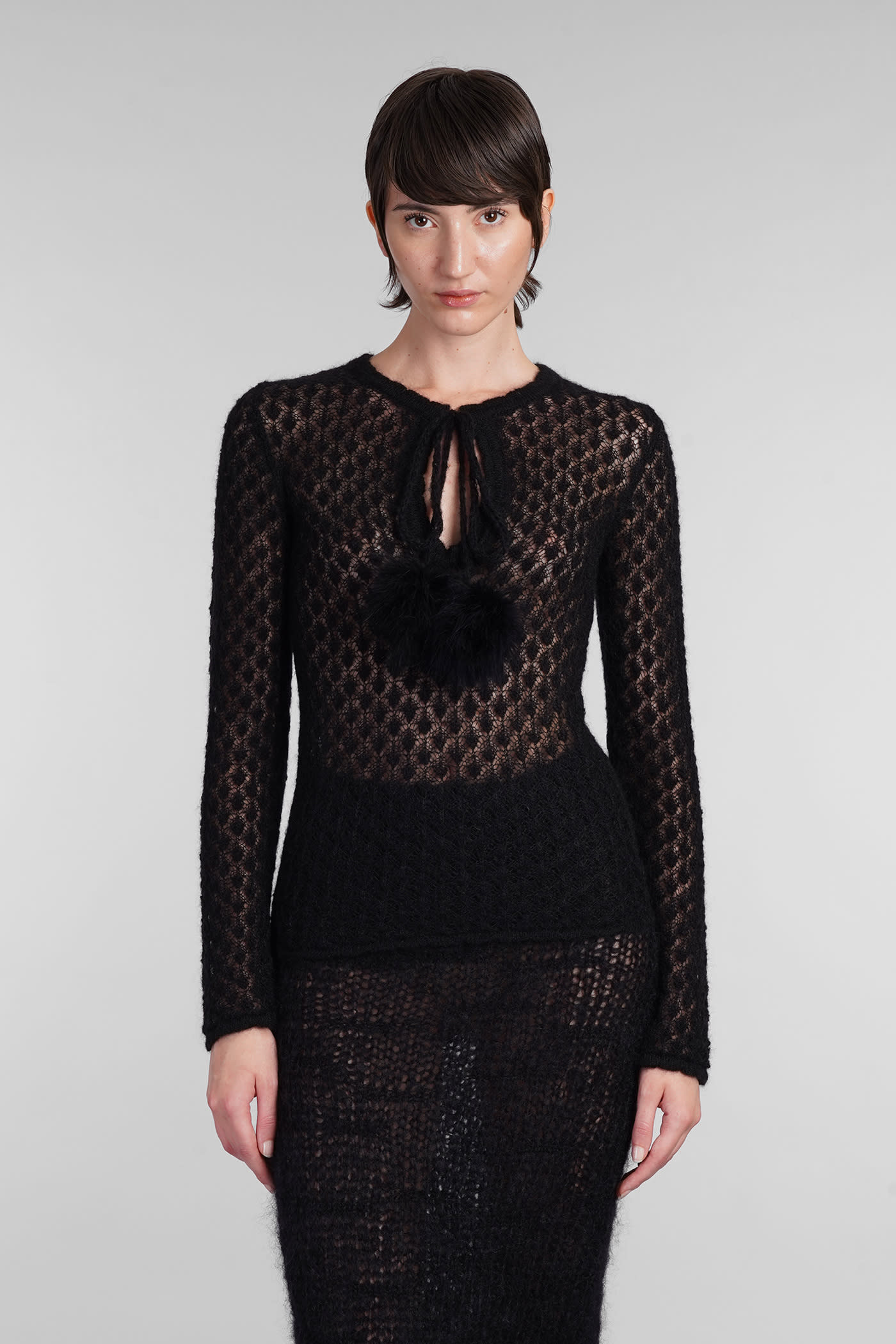 BLUMARINE KNITWEAR IN BLACK POLYAMIDE 