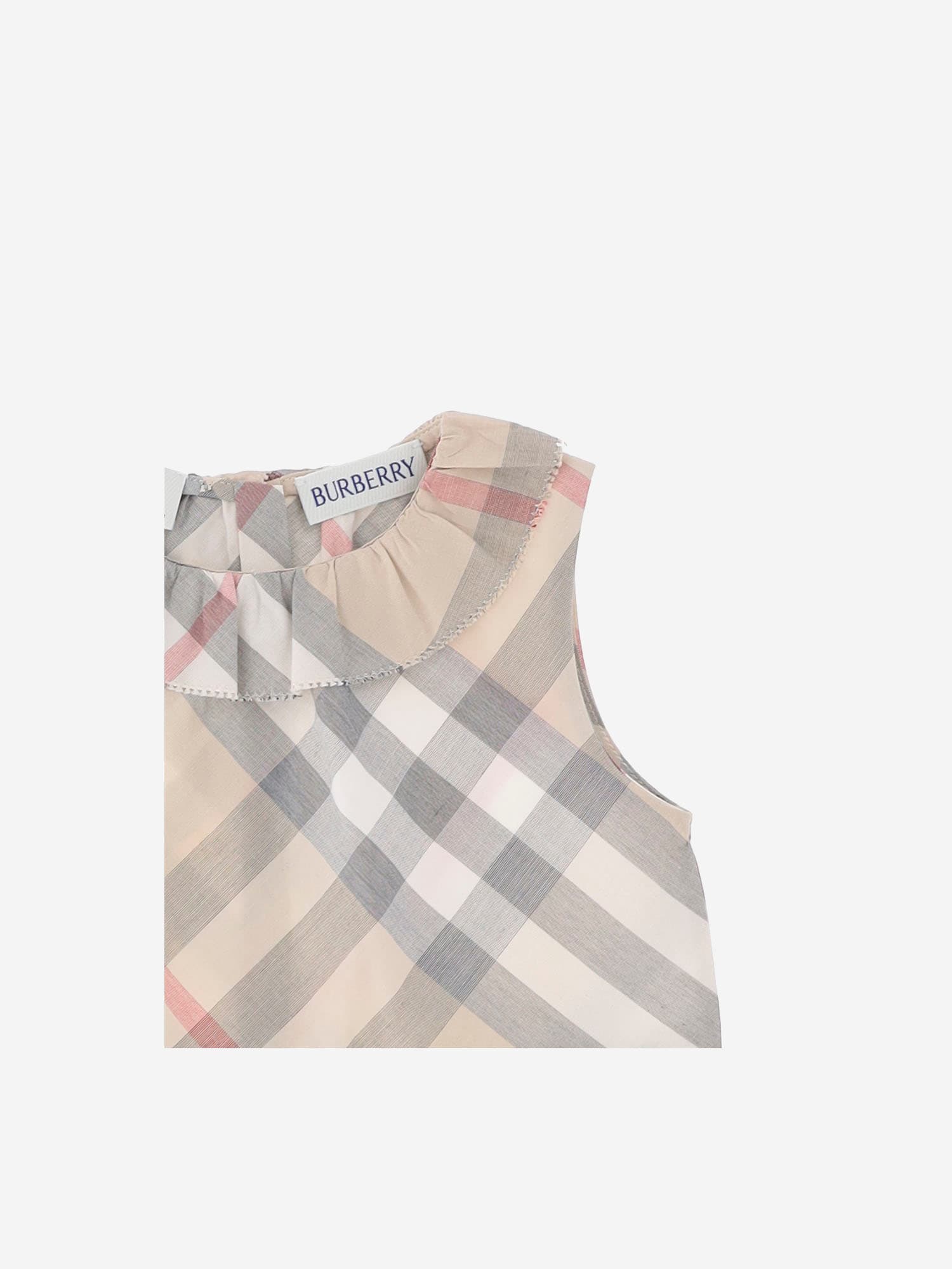 BURBERRY COTTON ROMPER WITH CHECK PATTERN 