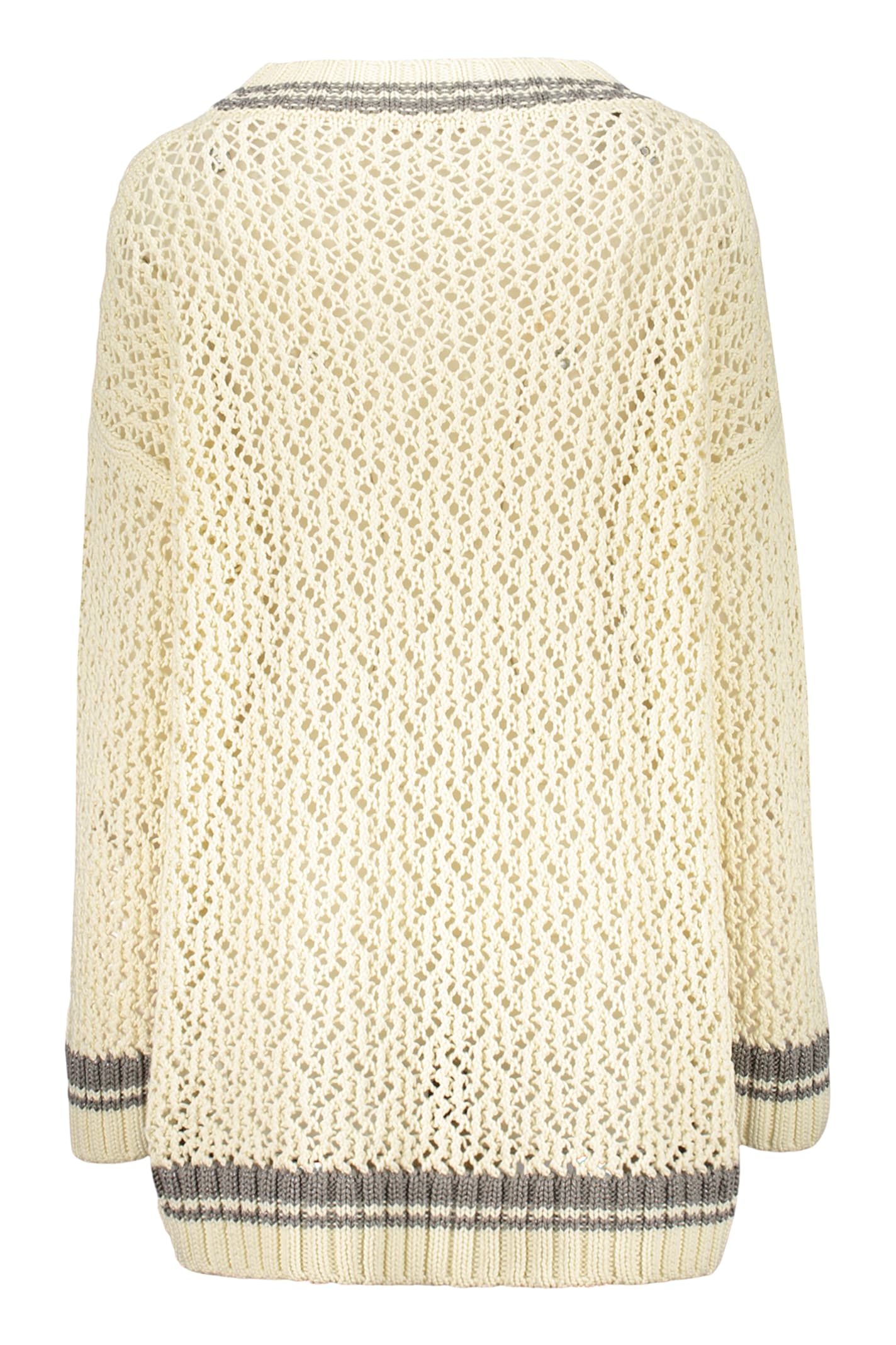 Fabiana Filippi Long Sleeve Sweater In Ivory