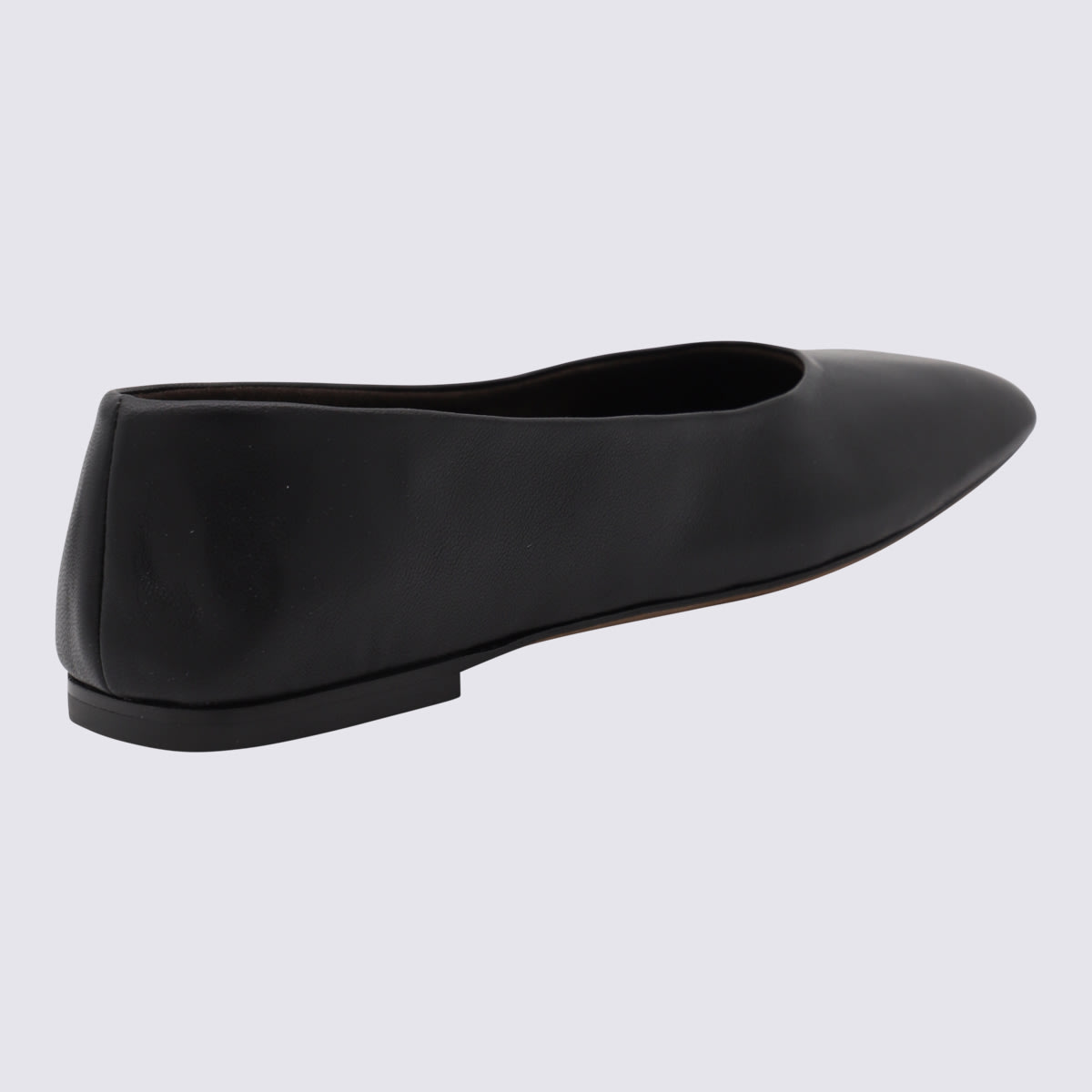 The Row Eva Black Leather Ballerinas