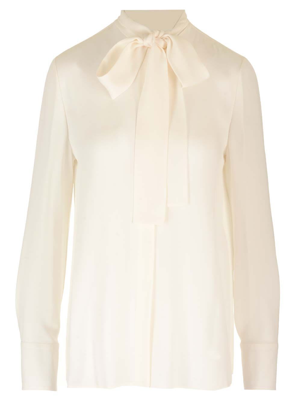 Shop Valentino Silk Georgette Blouse In White