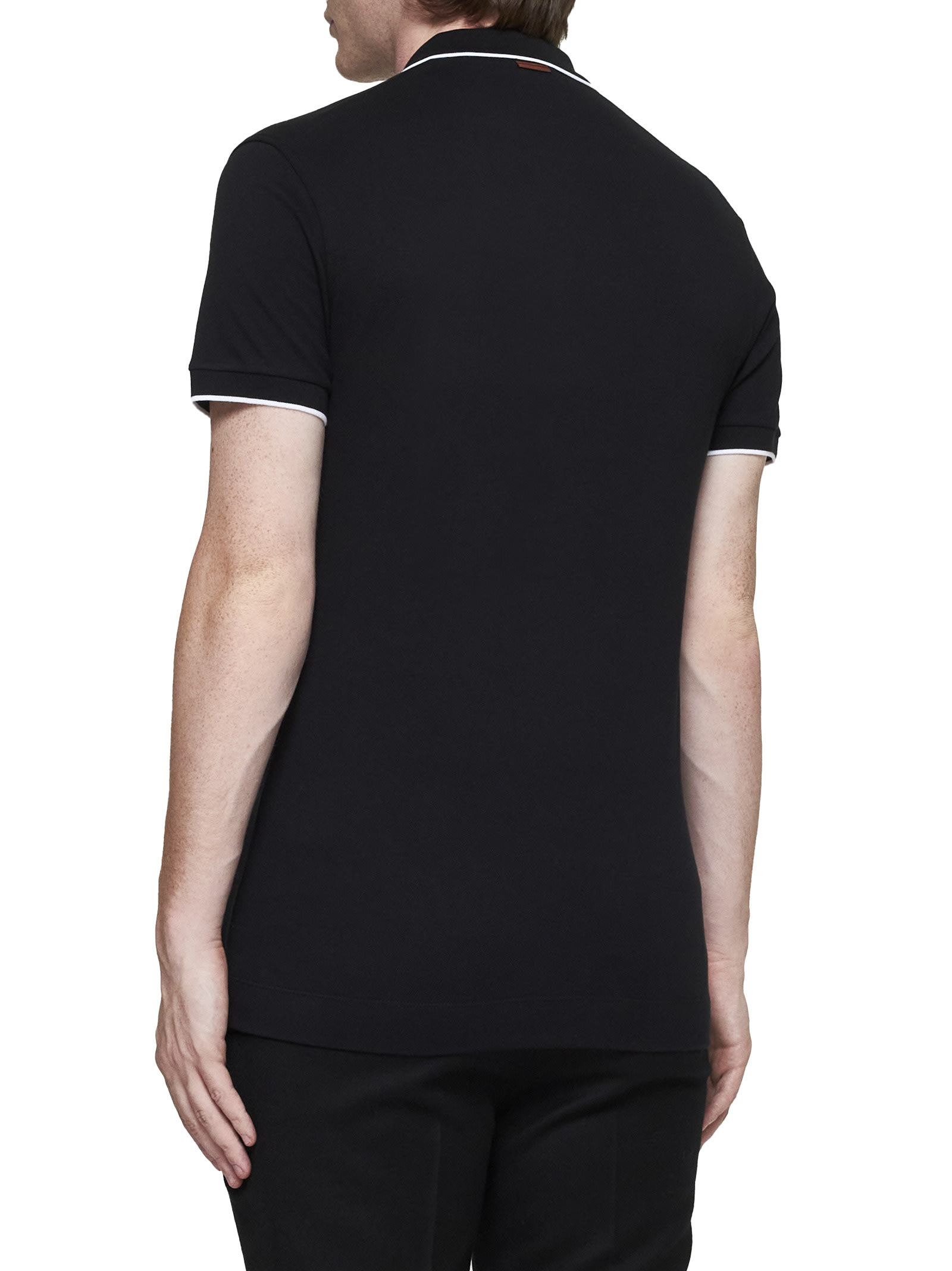 Shop Zegna Polo Shirt In Nero Unito