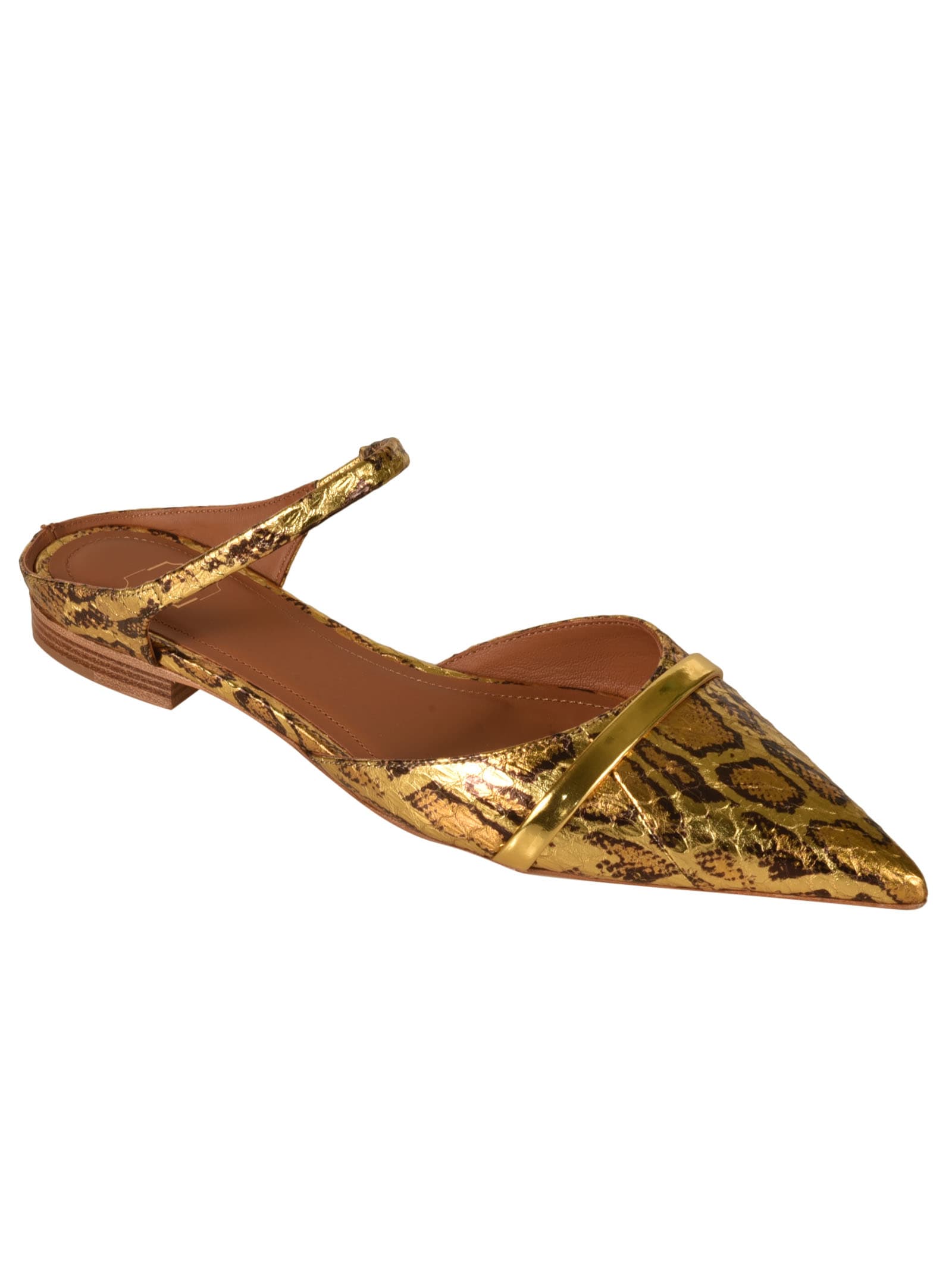 Shop Malone Souliers Uma 10-1 Flat Mules In Gold