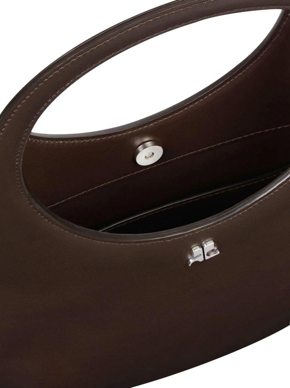 Shop Courrèges Holy Logo Plaque Shoulder Bag In Chocolate