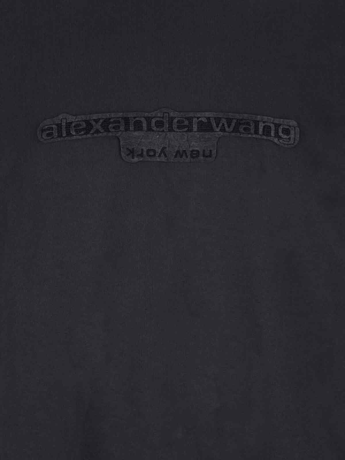 Alexander Wang Gray Embossed T-shirt In Black