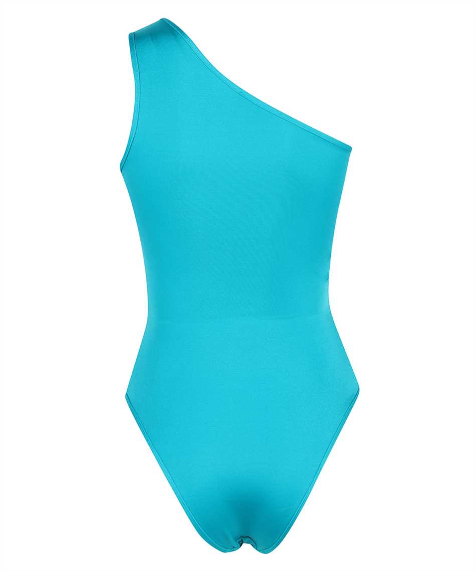 Balmain Logo-print One-shoulder Swimsuit In Blue