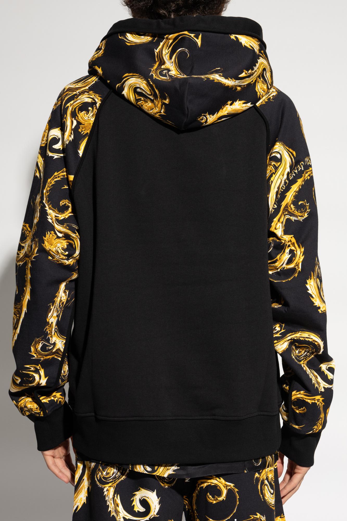 Shop Versace Jeans Couture Hooded Sweatshirt In Black