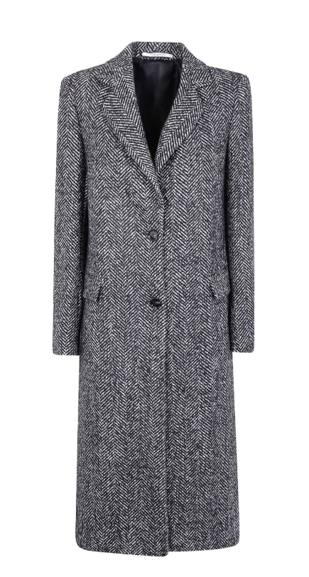 Tagliatore Herringbone Pattern Long Sleeve Coat In Gray