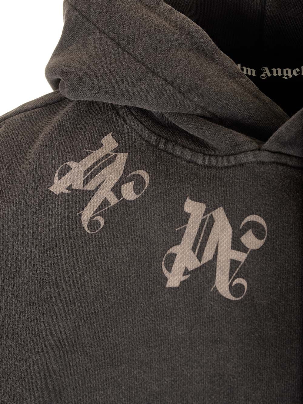 Shop Palm Angels Statement Monogram Hoodie In Black