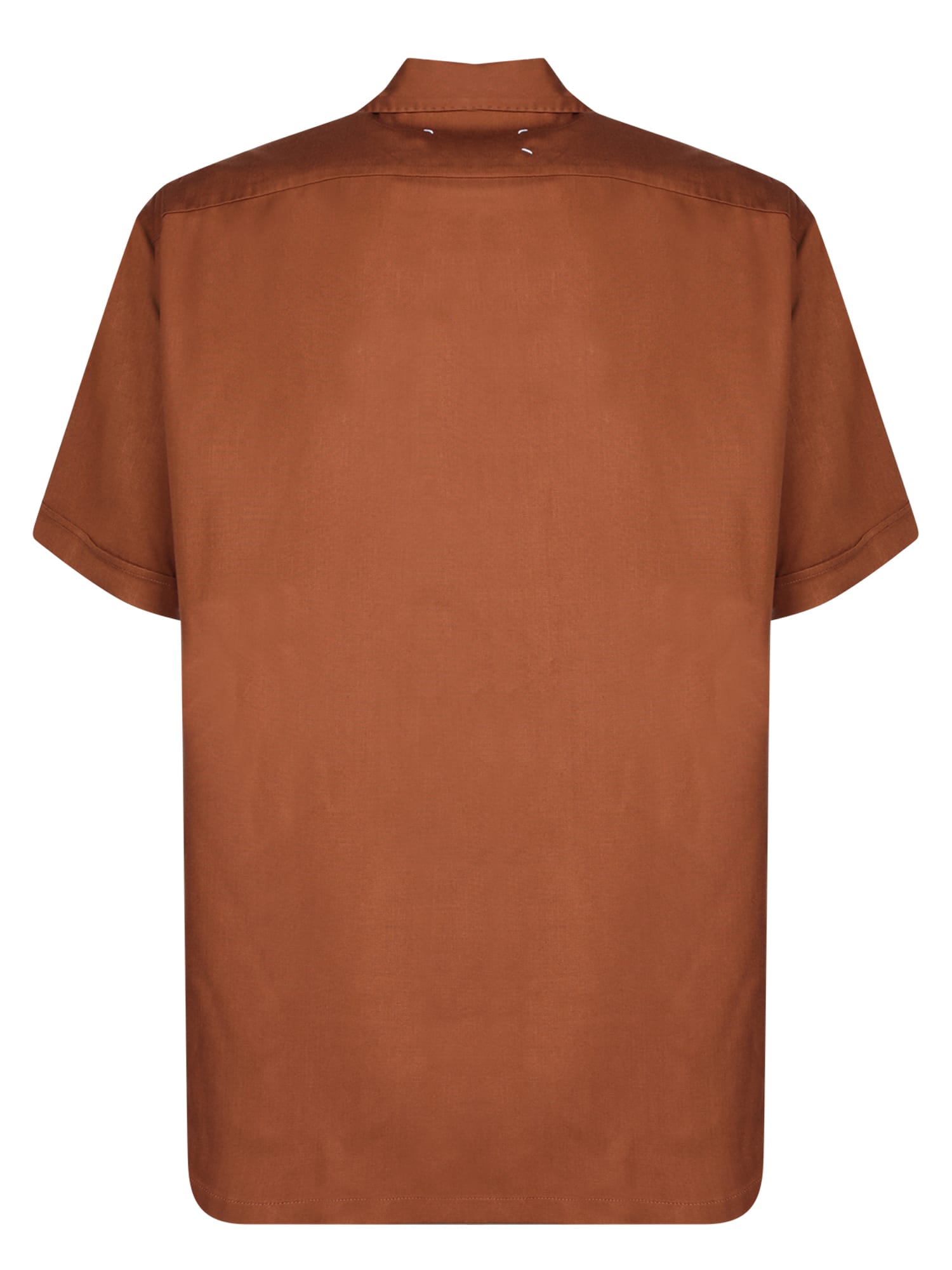 Shop Maison Margiela Short Sleeves Brown Shirt In Orange