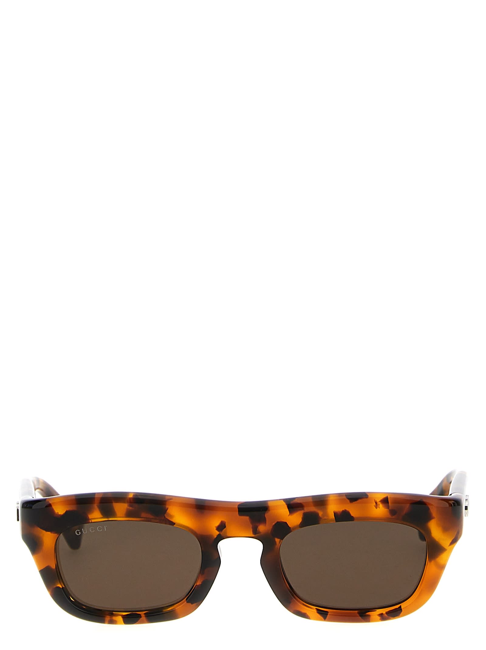 Shop Gucci Rectangular Sunglasses In Brown