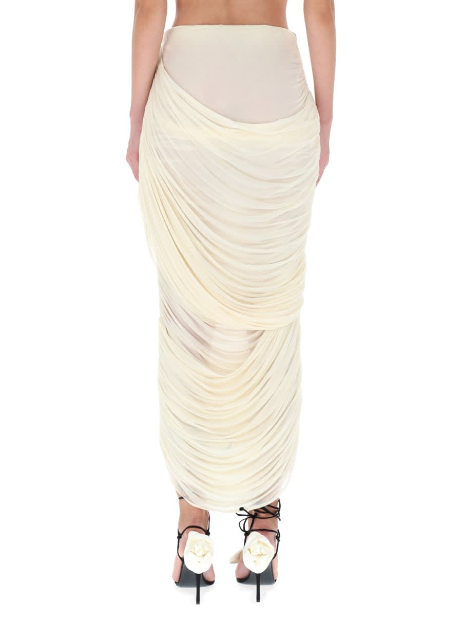 Magda Butrym Midi Skirt With Draped And Ruched Design In White