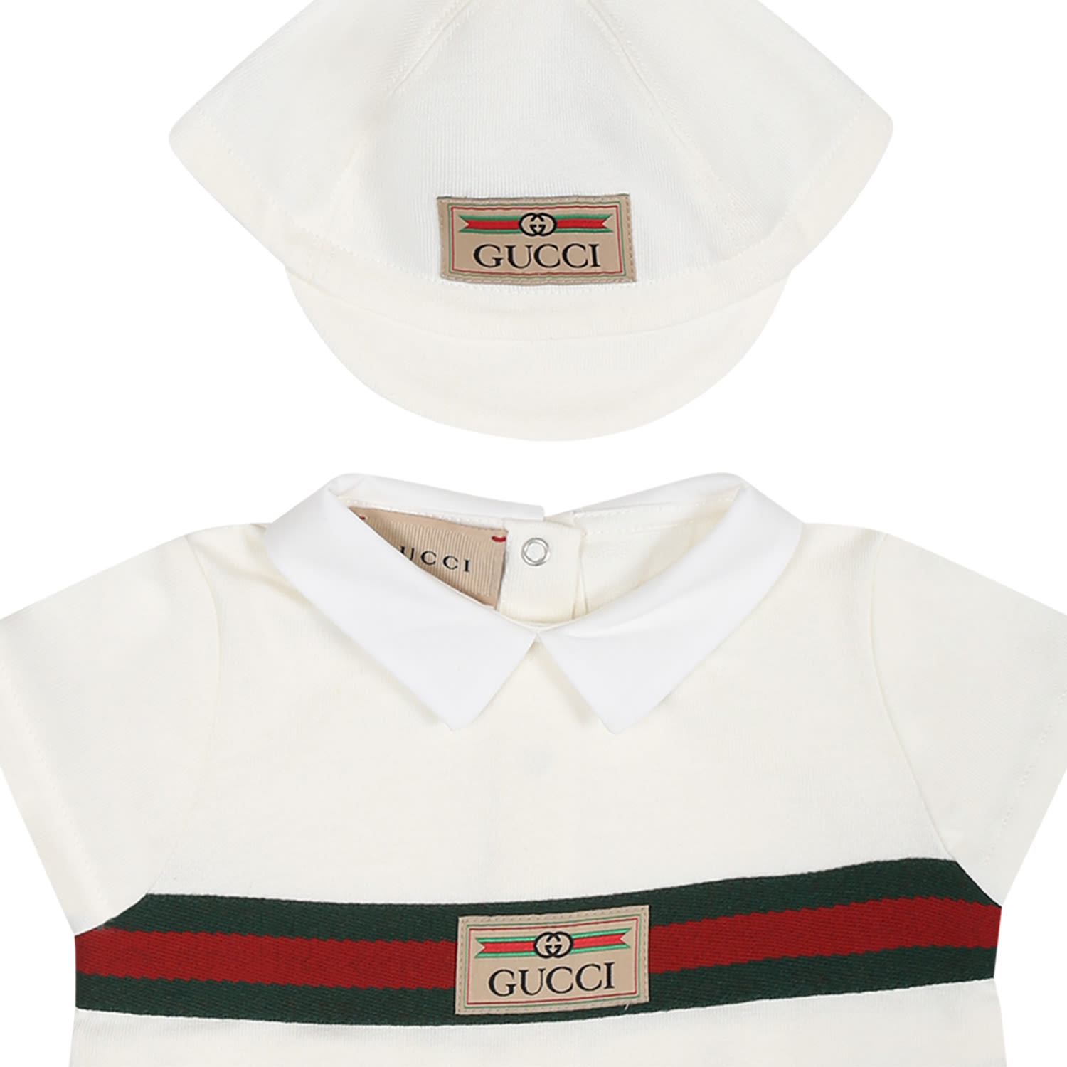 Shop Gucci White Set For Baby Boy With Logo