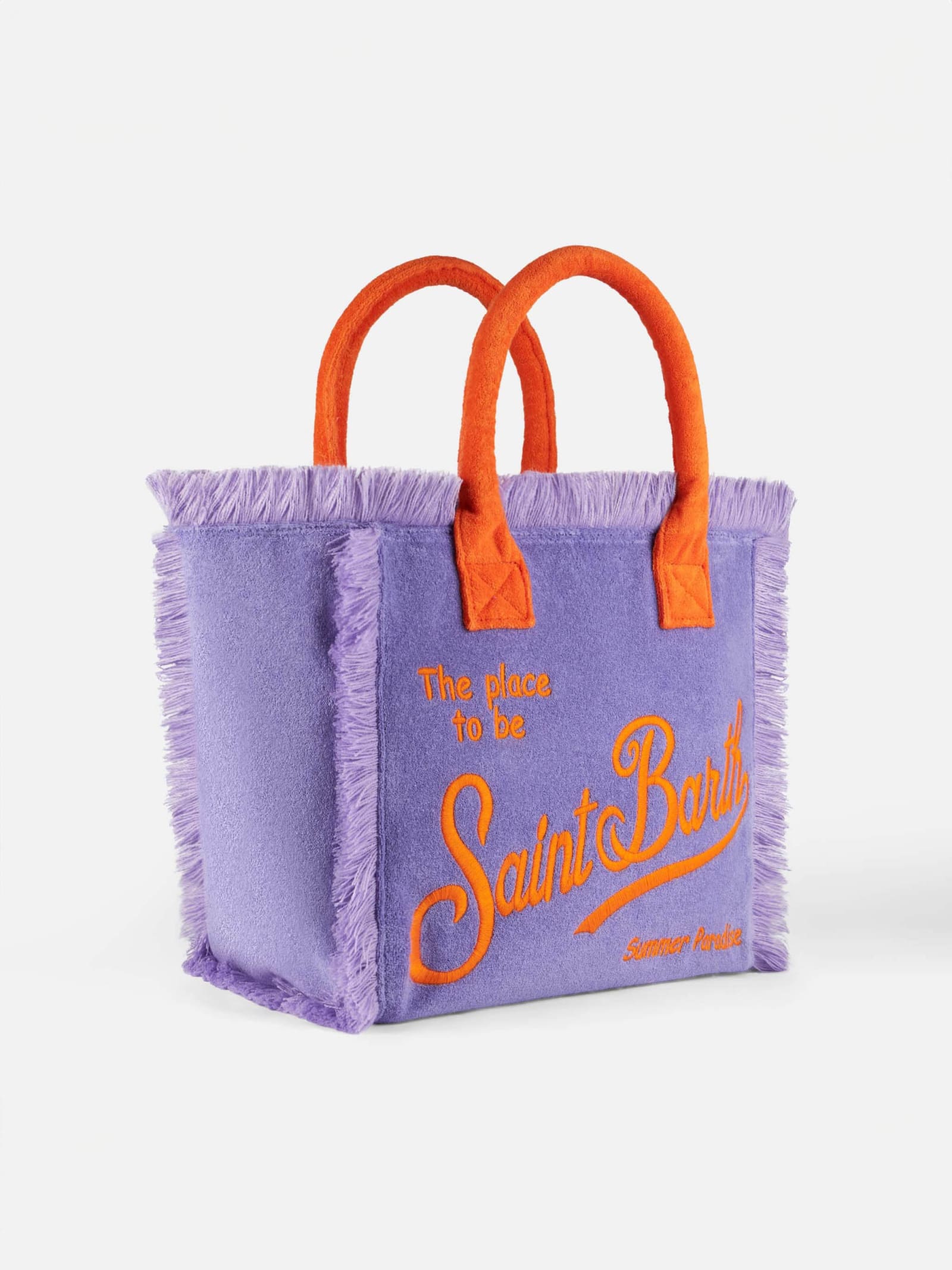 Shop Mc2 Saint Barth Vanity Purple Terry Shoulder Bag With Saint Barth Logo In Pink