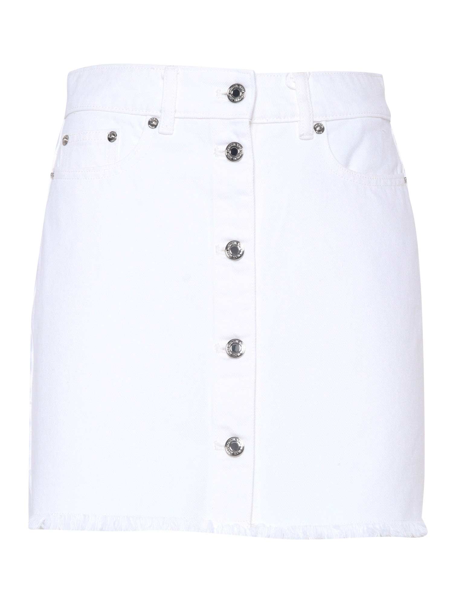 Shop Michael Kors Denim Mini Skirt In White