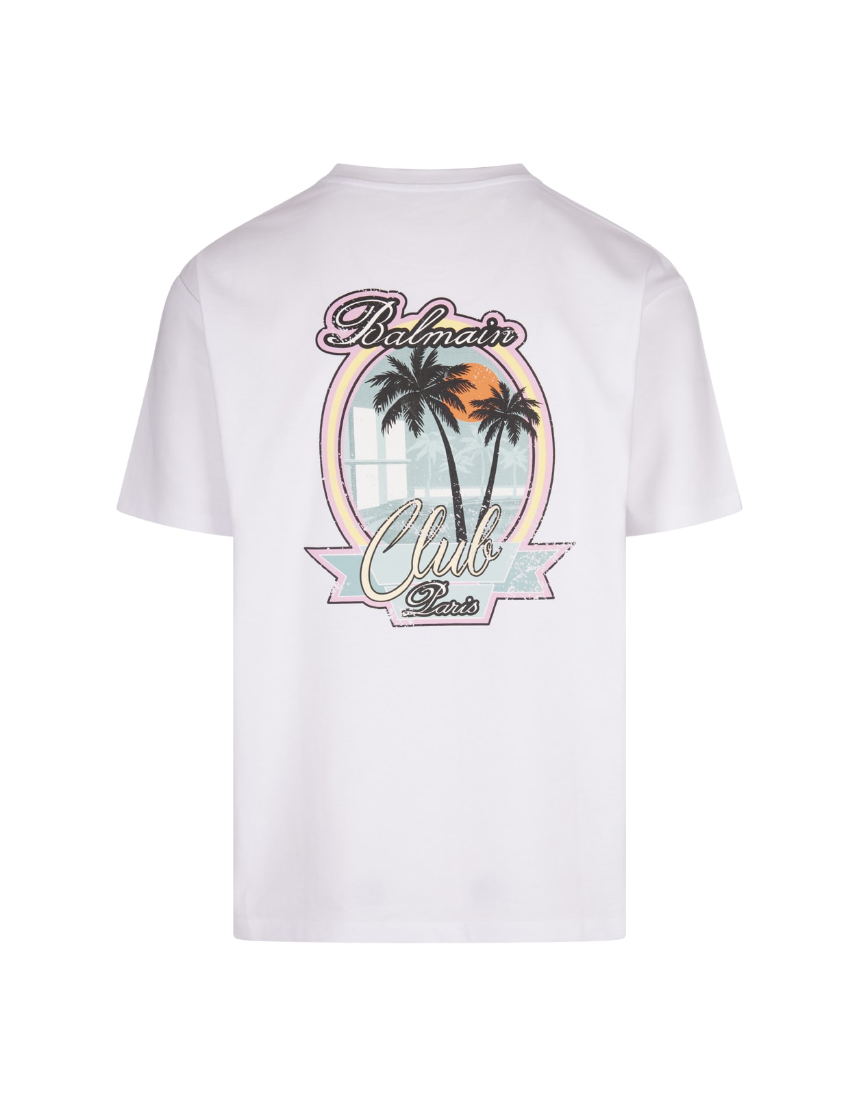 Shop Balmain White T-shirt With  Club Print