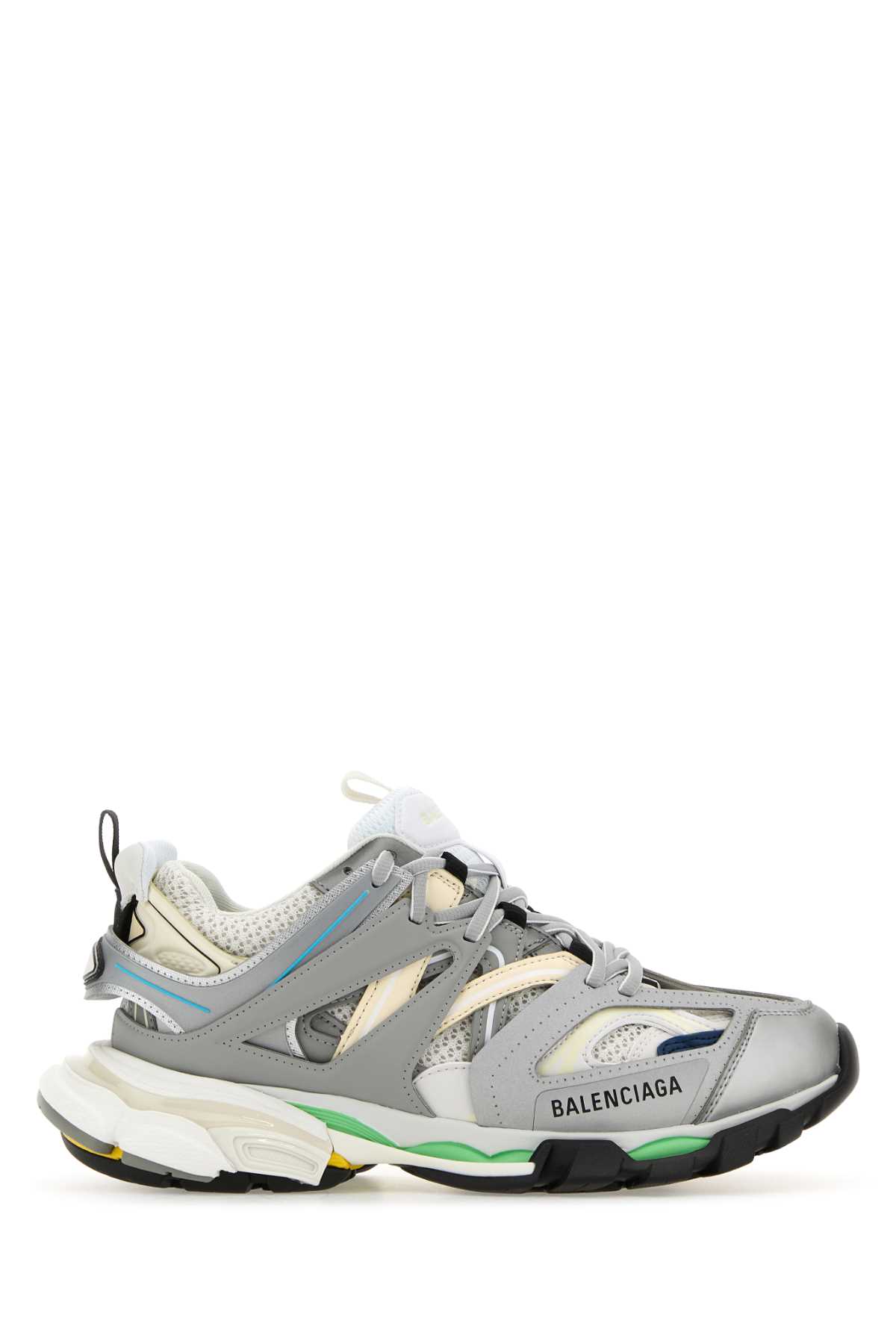 Shop Balenciaga Multicolor Synthetic Leather And Fabric Sneakers In Greybluegreen