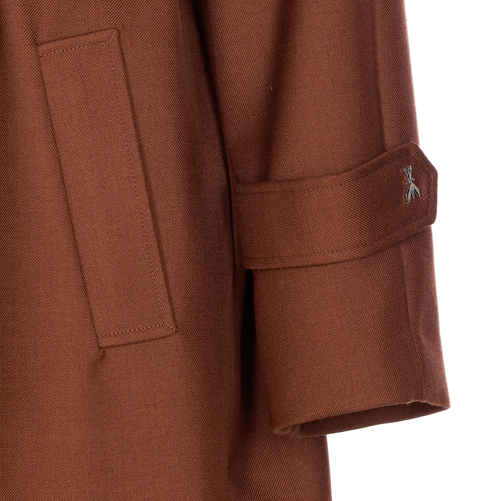 Patrizia Pepe Brown Wool Blend Trench Coat With Belted Waist In Brown