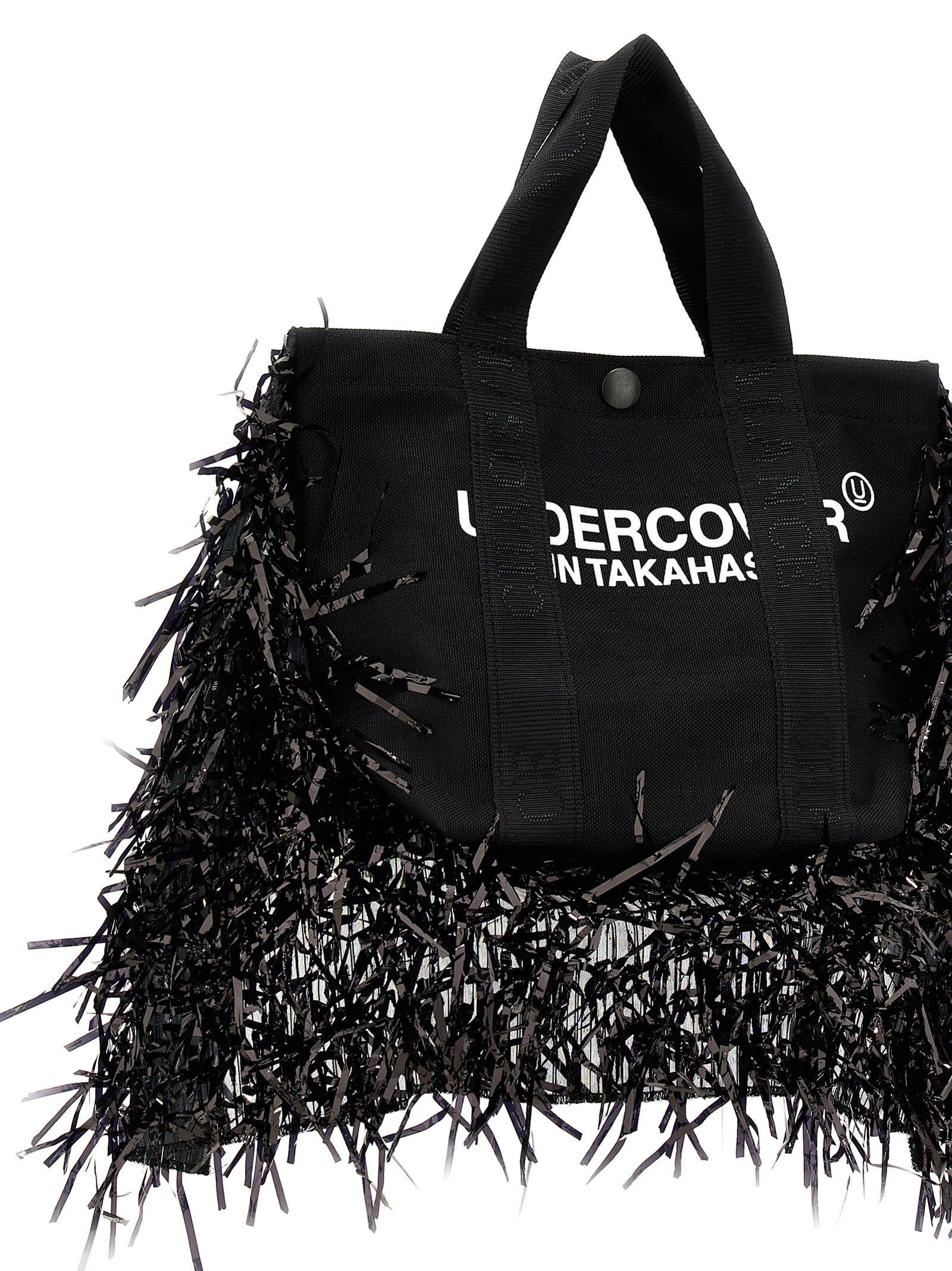 Shop Undercover Fringed Handbag In Black