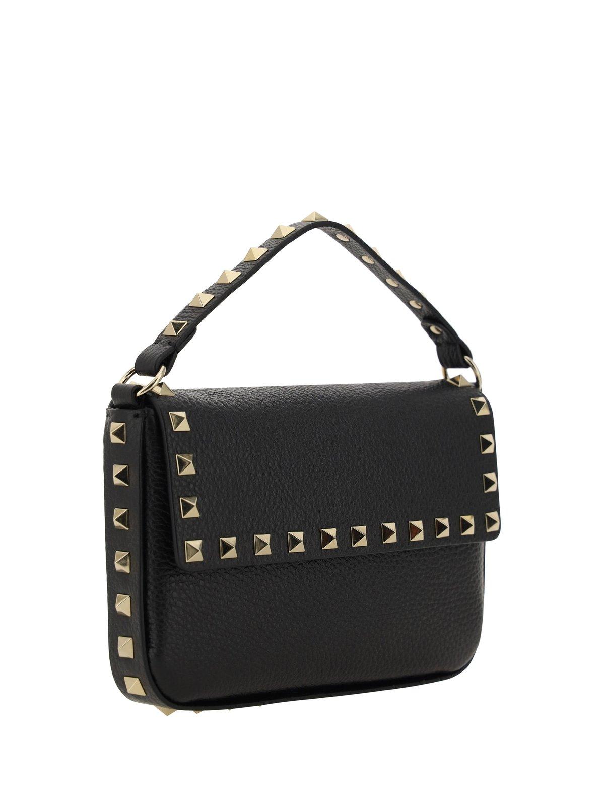 Valentino Garavani Rockstud Foldover Top Crossbody Bag In Black