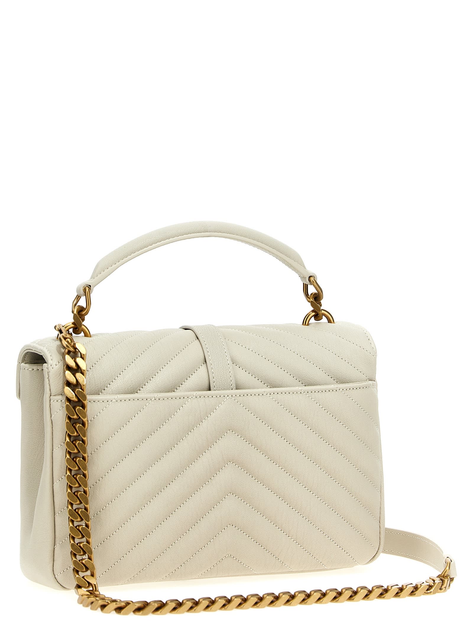 Saint Laurent College Crossbody Bag In White
