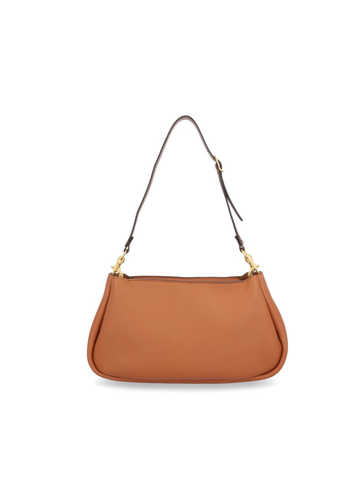 Shop Chloé Marcie Clutch Bag In Leather Brown