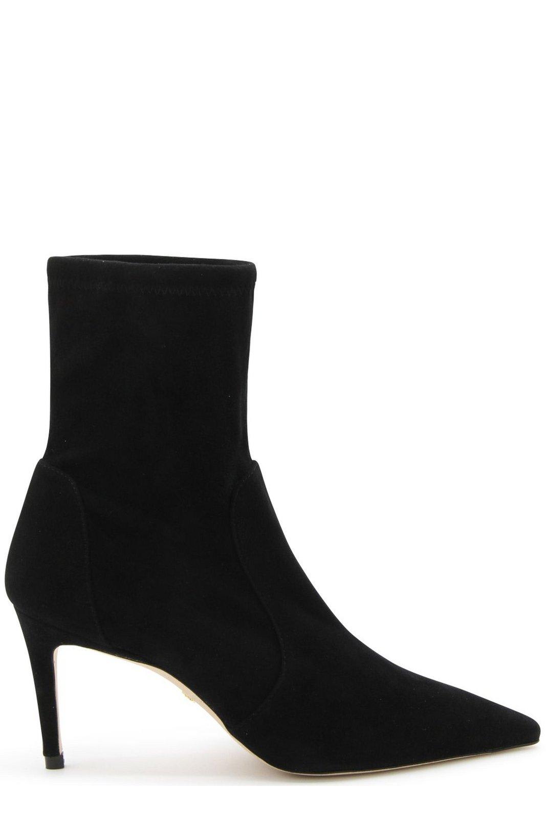 Shop Stuart Weitzman Pointed-toe Ankle Boots  In Black