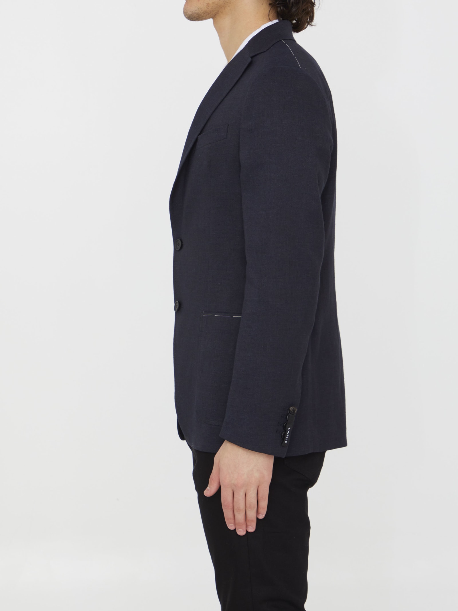 Shop Tonello Linen And Viscose Jacket In Blue