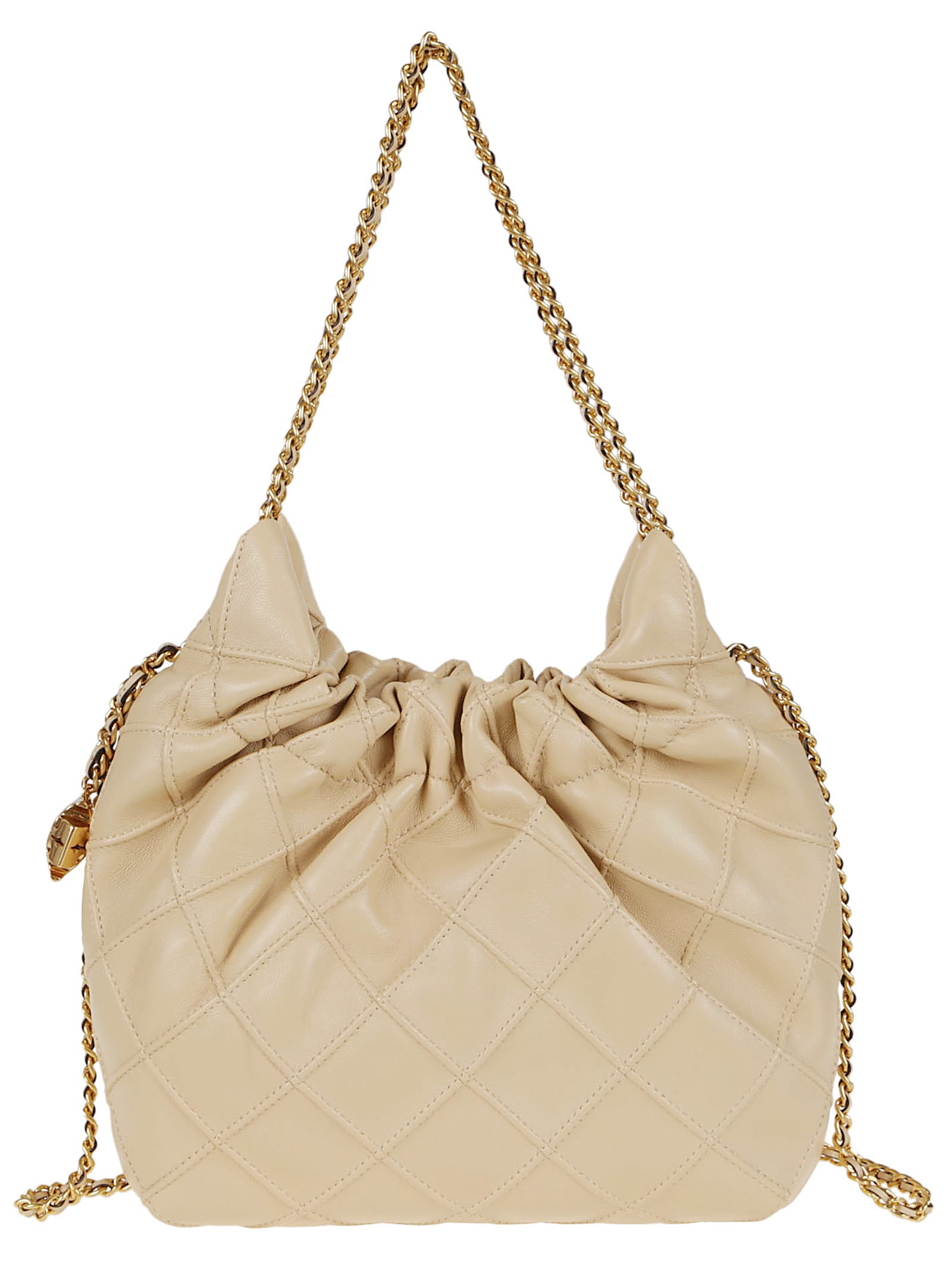 Tory Burch Quilted Lamb Leather Shoulder Bag In White