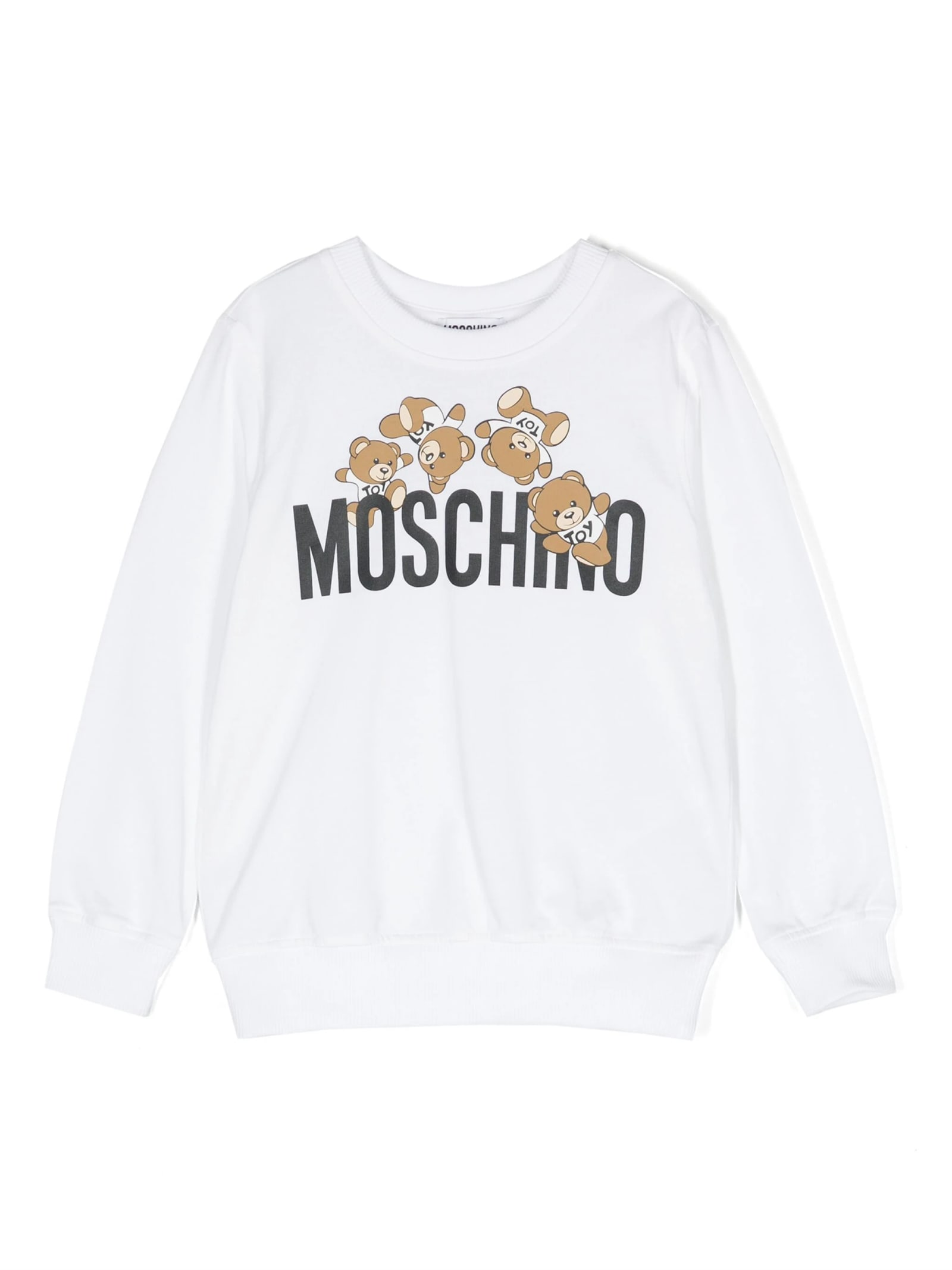 Shop Moschino White Sweatshirt With  Teddy Friends Print