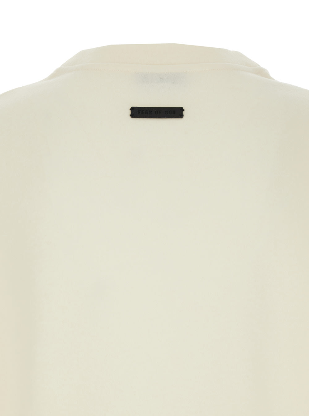 Shop Fear Of God Beige T-shirt With Patch Logo On The Back In Cotton Man