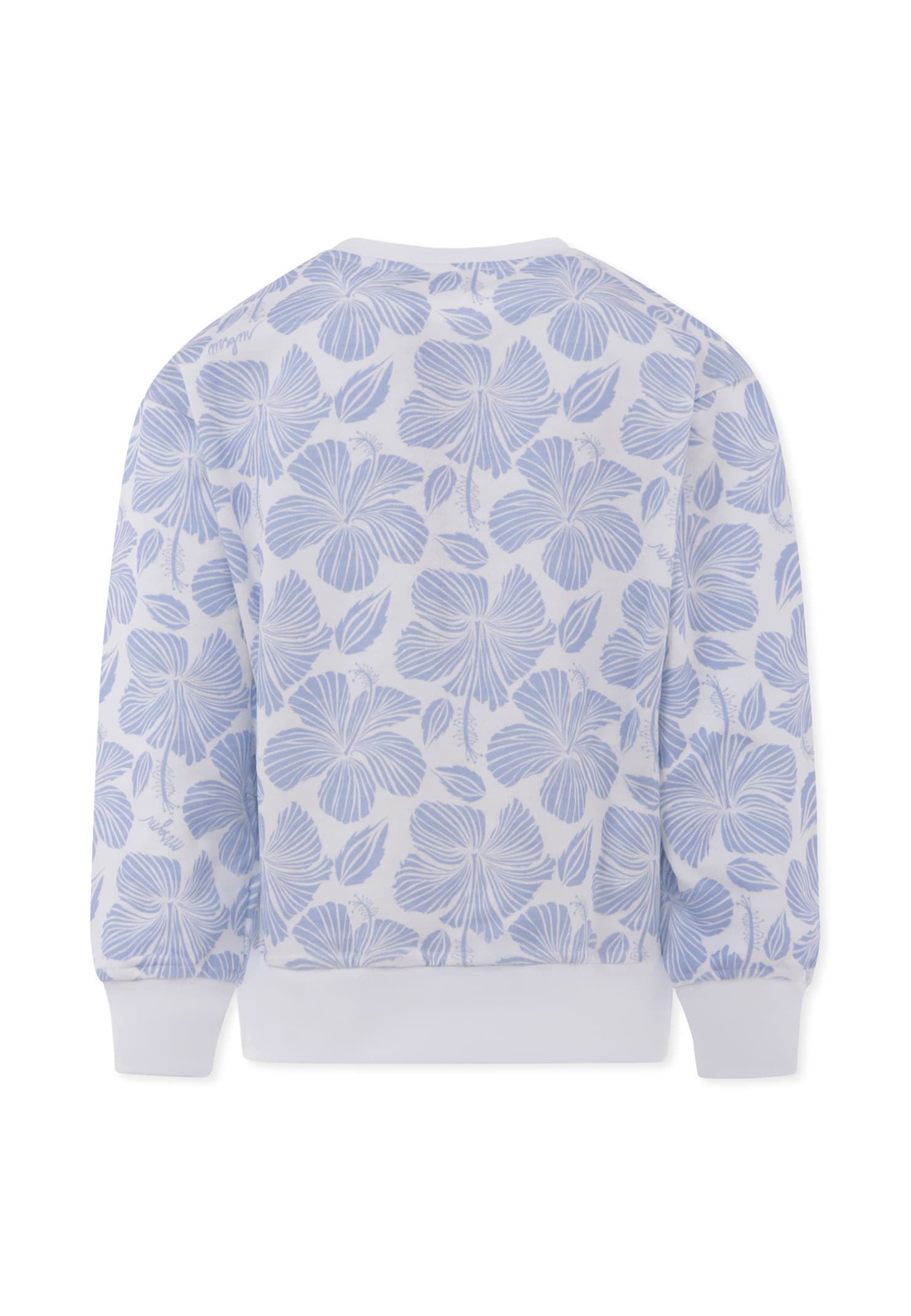Msgm Floral-print Sweatshirt In Blue