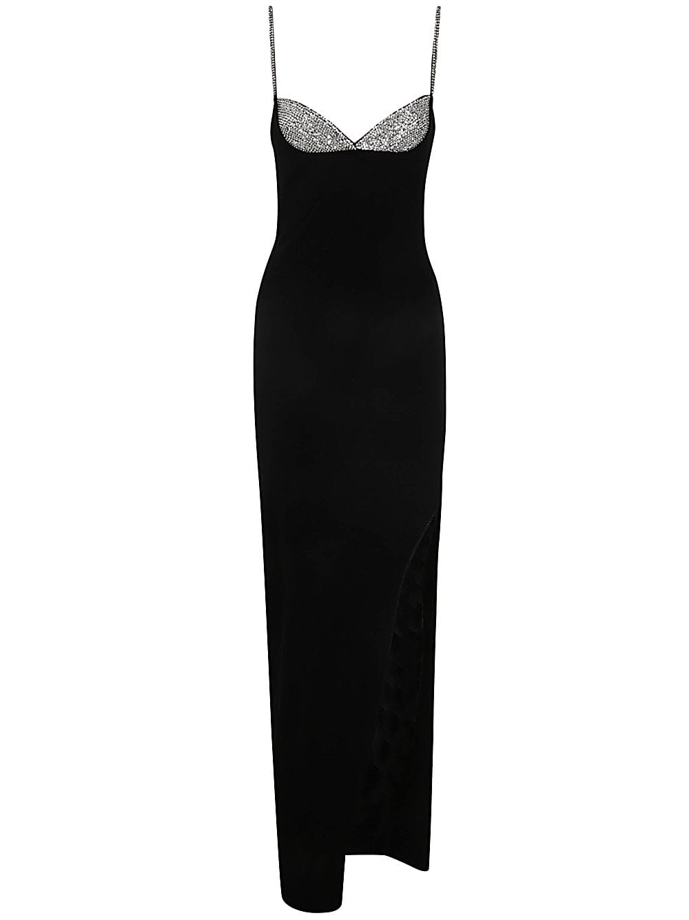 Shop Balmain Thin Strap Knit Long Slit Dress In Eac Noir Argent