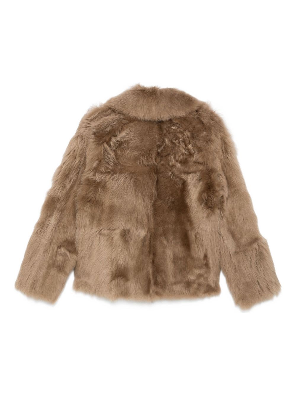 Blancha Light Brown Shearling Jacket In Animal Print