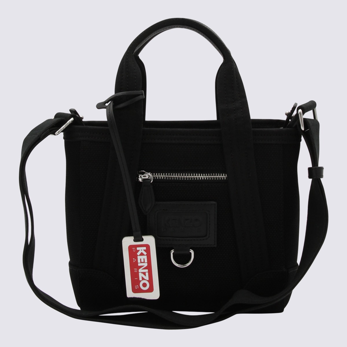 Shop Kenzo Black Cotton Mini  Tag Tote Bag