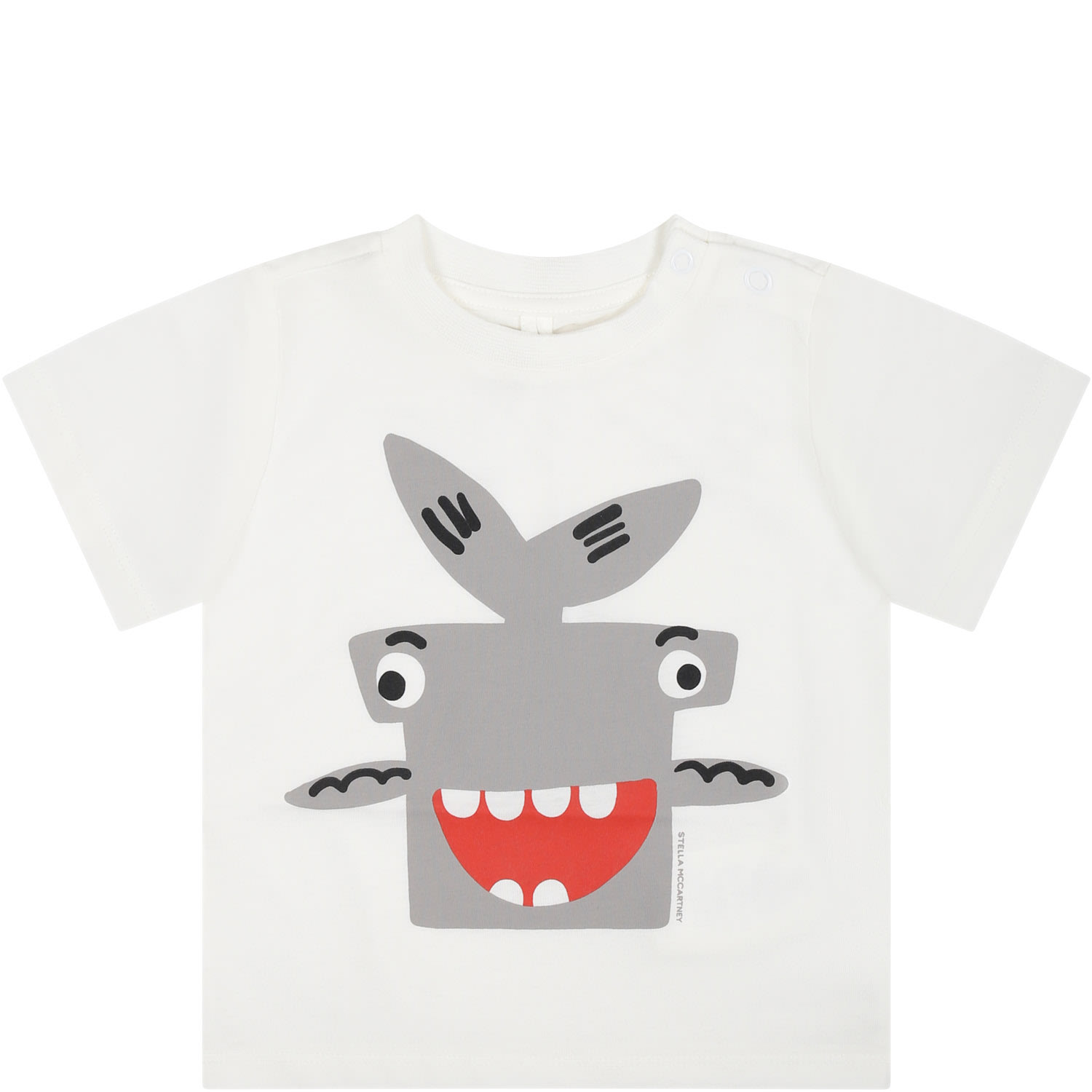 Stella Mccartney White T-shirt For Baby Boy With Hammerhead Shark