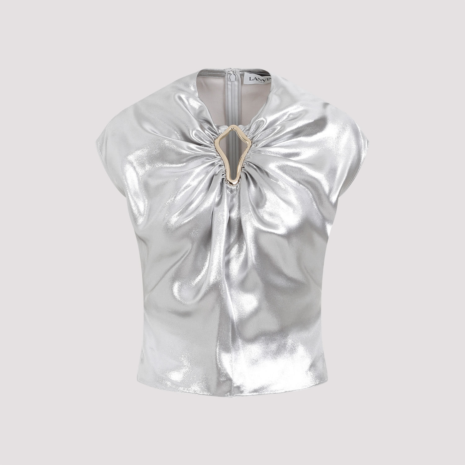 Shop Lanvin Draped Summer Top In Silver