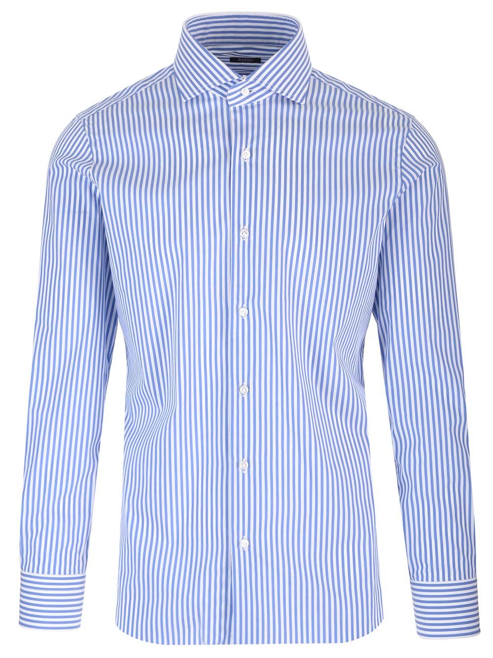 Shop Barba Napoli Stretch Fabric Shirt In Light Blue