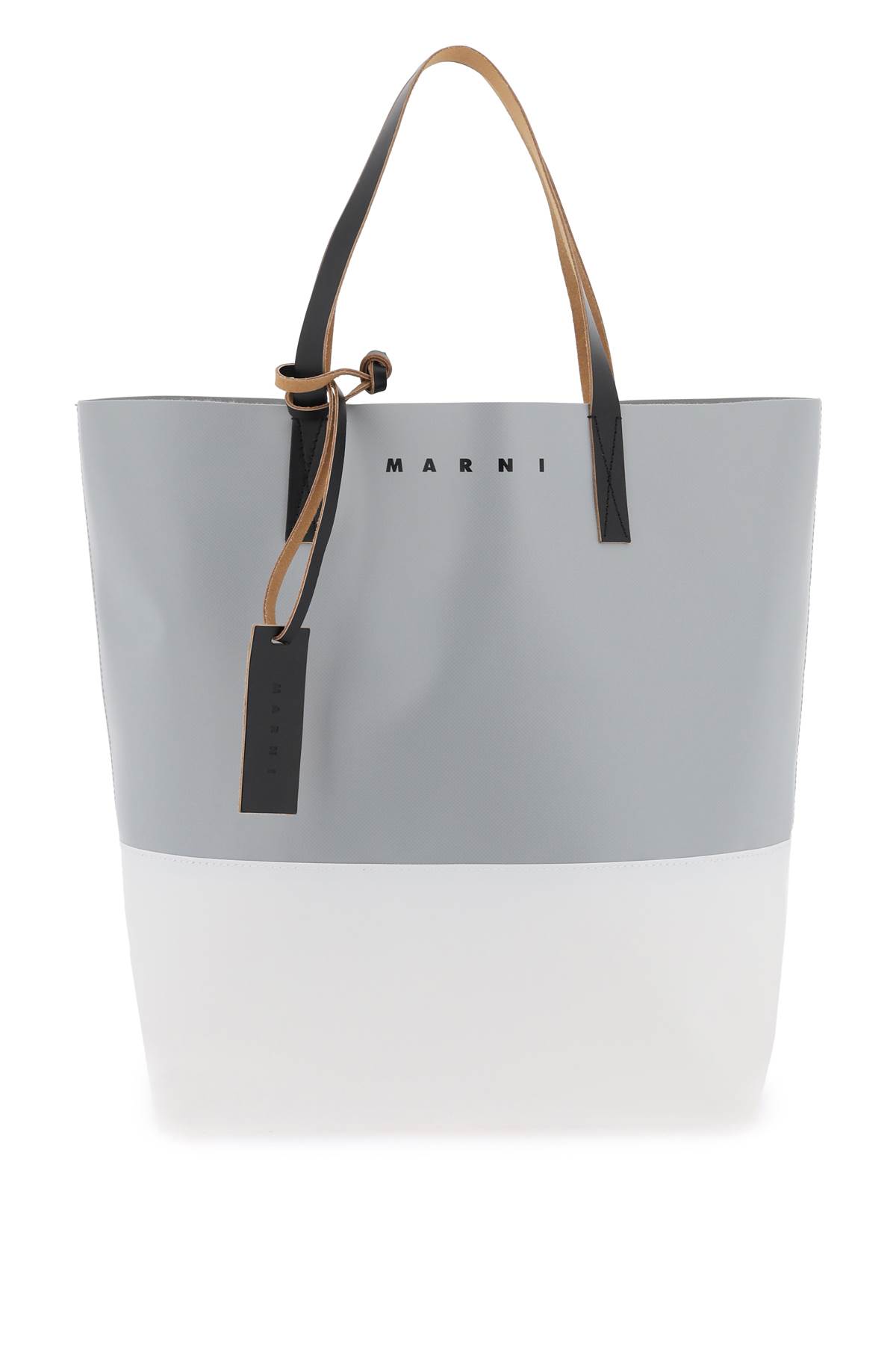 Shop Marni Pvc Tribeca Shopping Bag In Grigio/argento