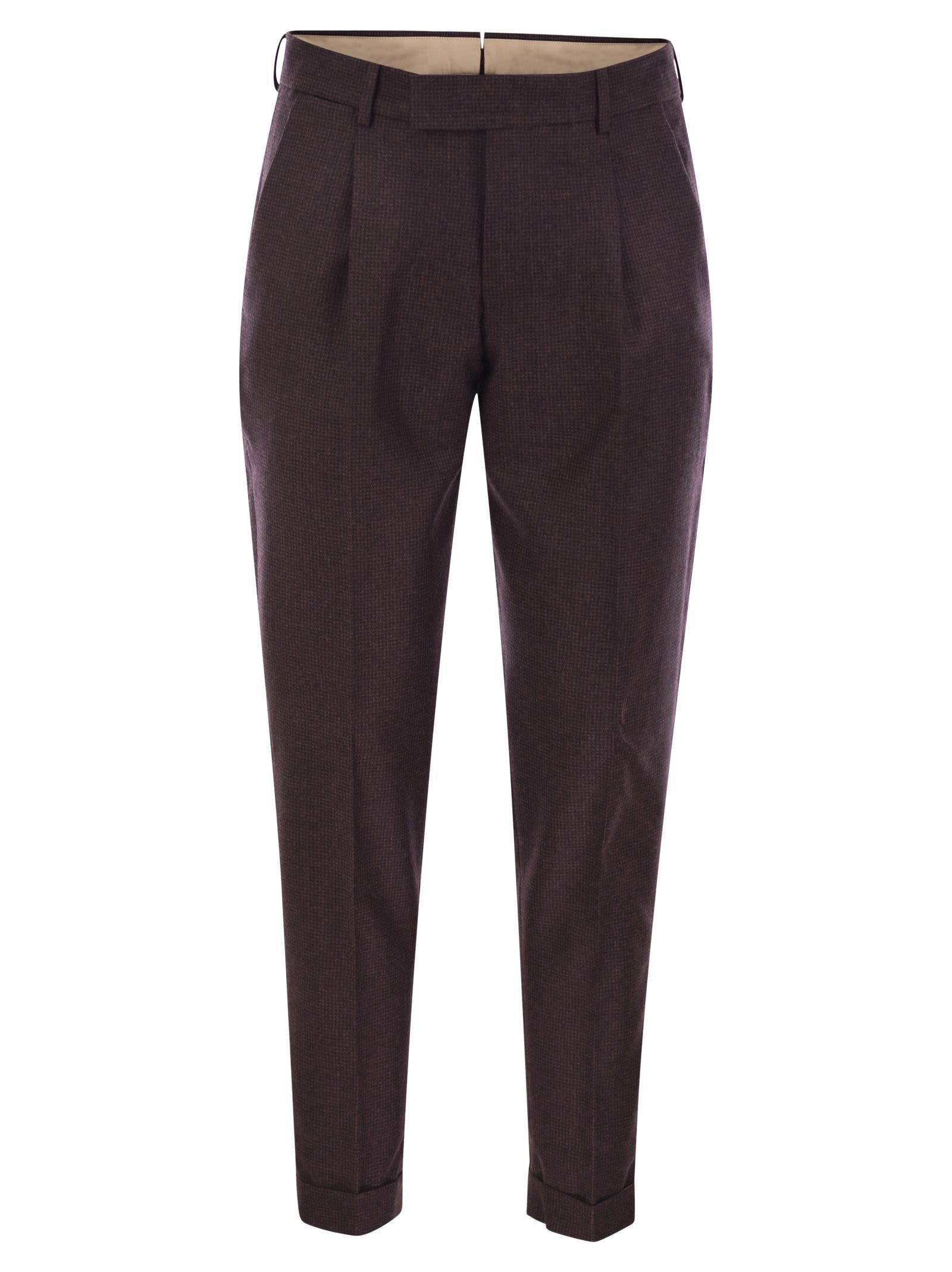 Shop Pt Torino Rebel - Wool Trousers In Bordeaux