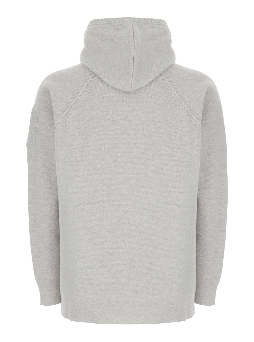 C.p. Company Grey Cardigan With Drawstring Hood And Logo Plaque On The Sleeve In Gray