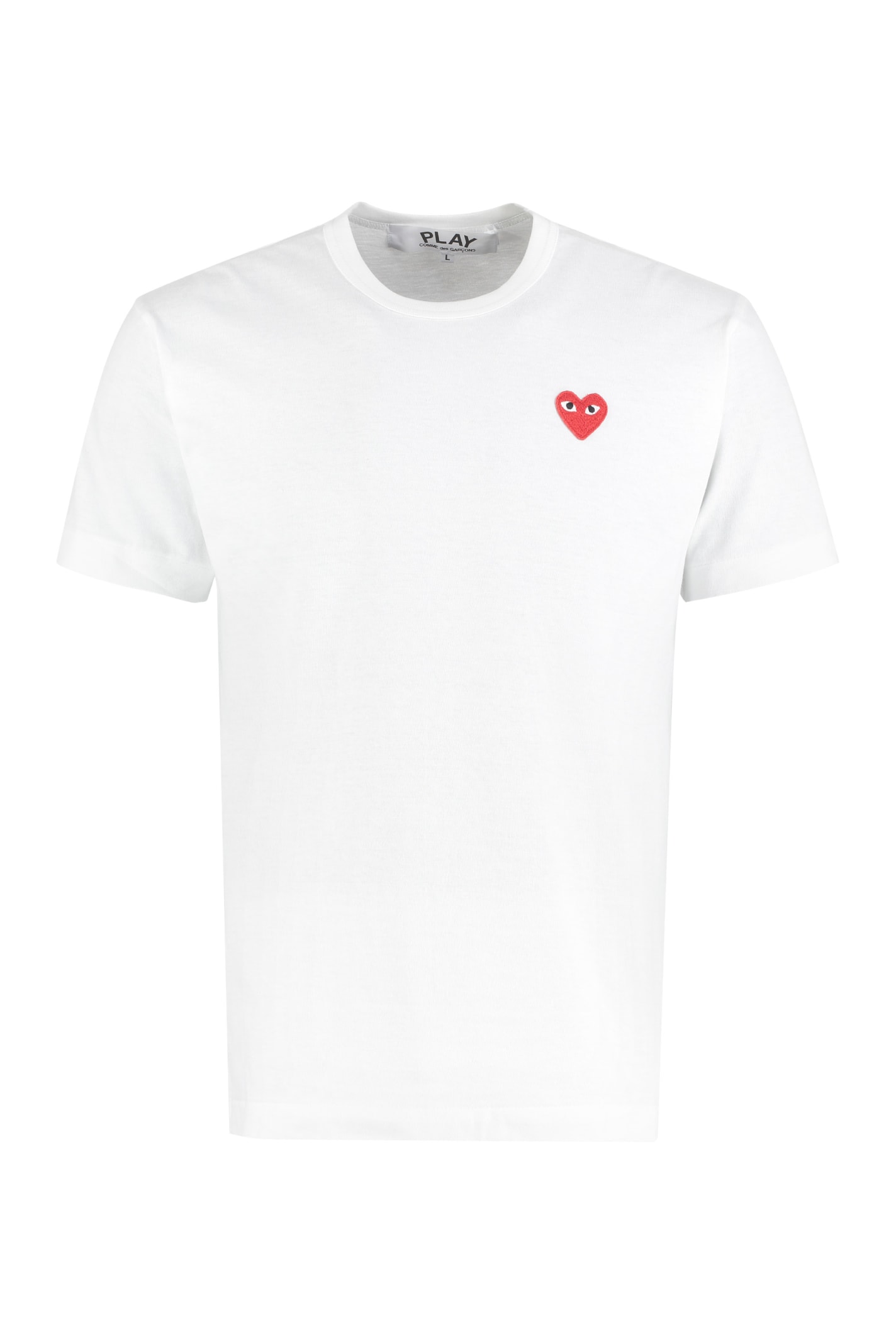 Shop Comme Des Garçons Play Patch Detail Cotton T-shirt In White