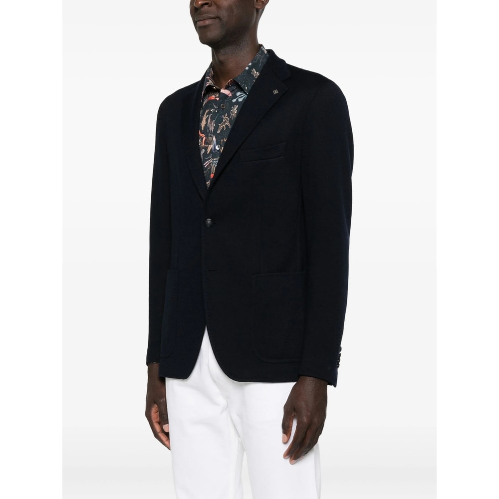 Tagliatore Button Virgin-wool Jacket In Blue
